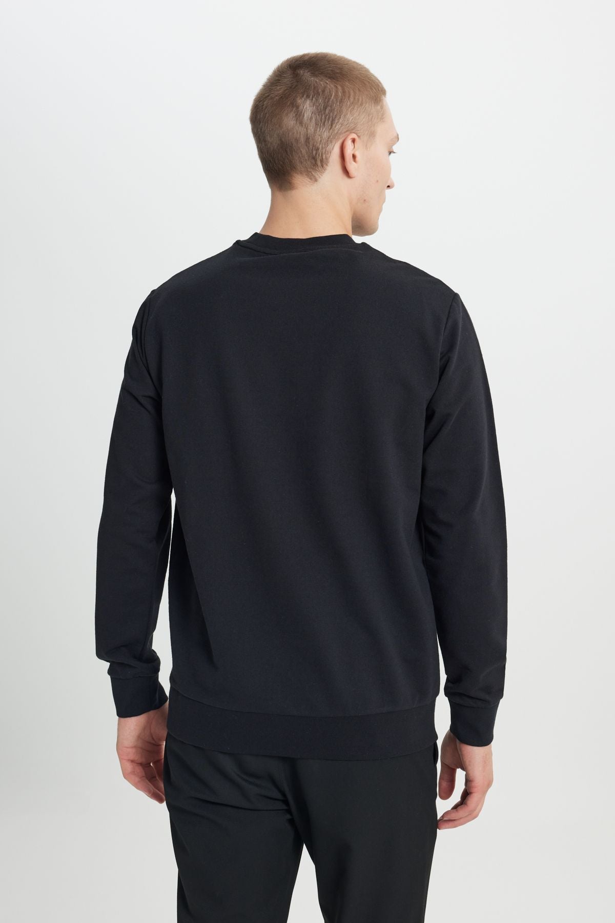 Men's Black 2 Yarn Cotton Standard Fit Normal Normal Cut Tracksuit Set Package