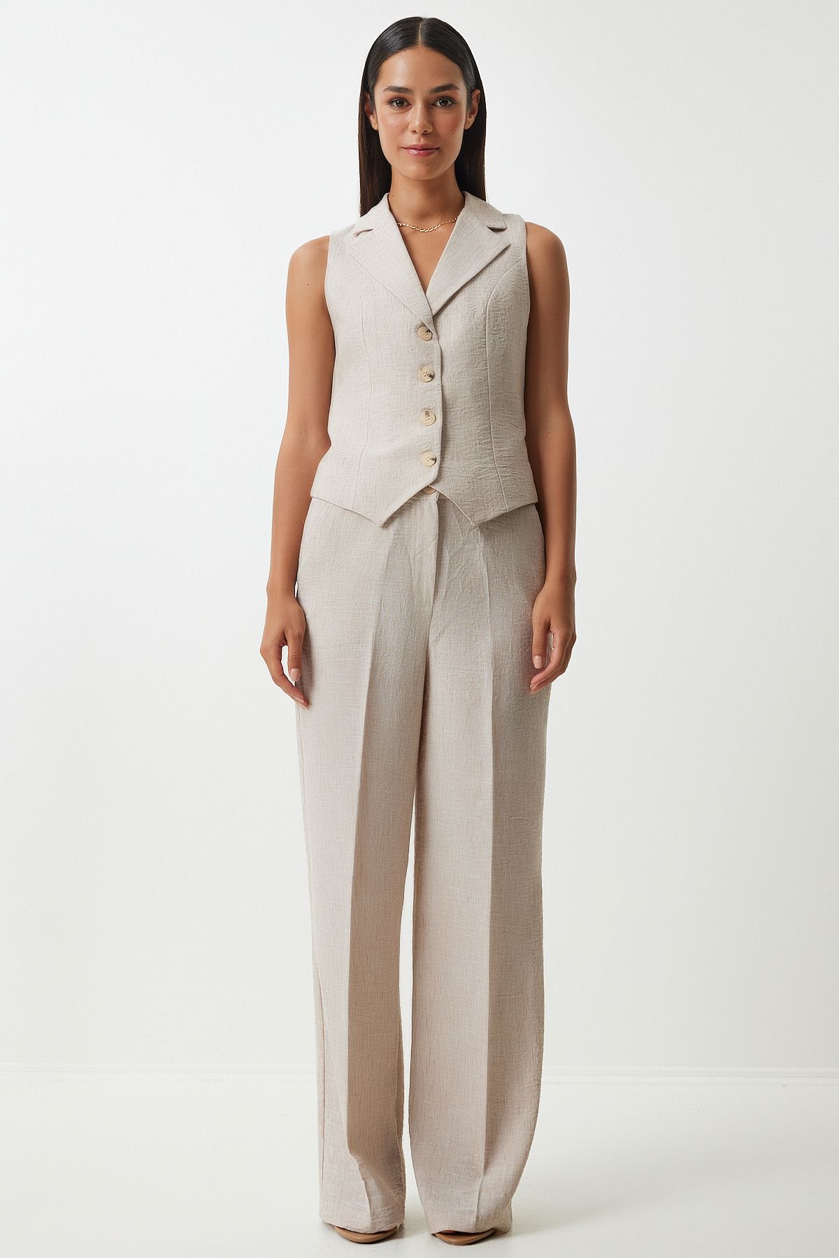 Female Biscuit Shawl Yaka Vest Pants Set FN03231