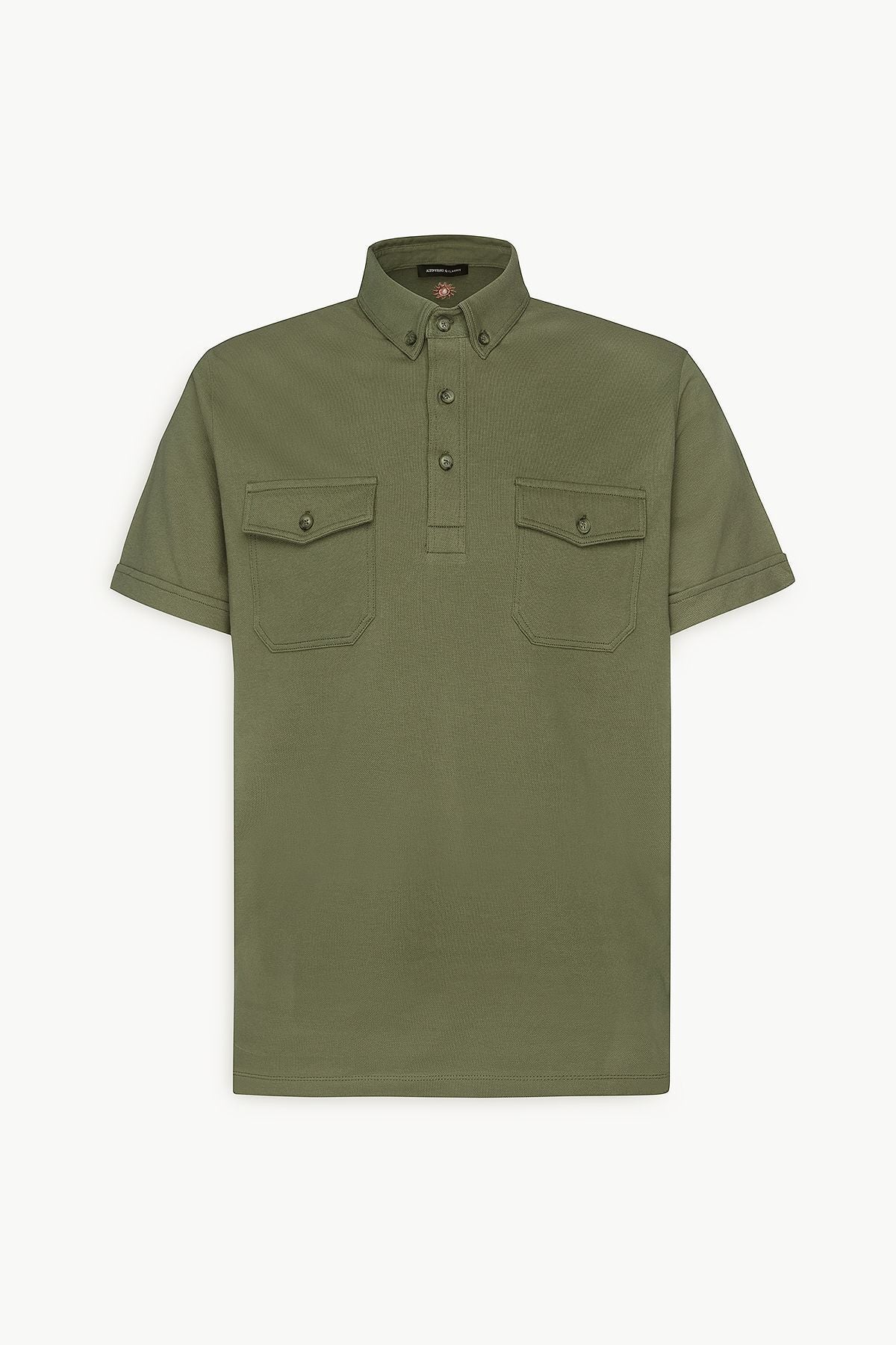 Male Khaki 100 %Cotton Slim Fit Narrow Cut Polo Yaka T -shirt