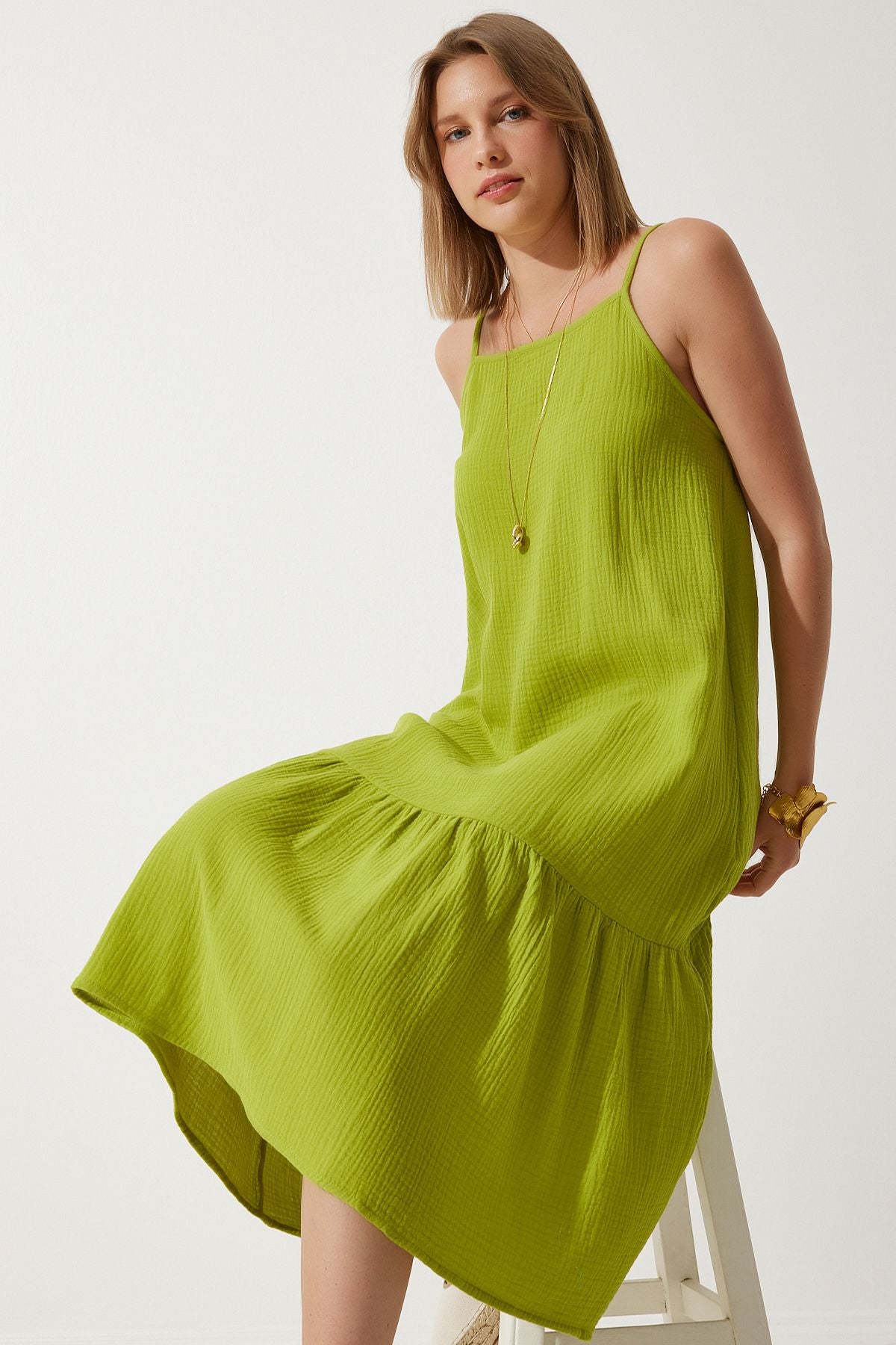Female Peanut Green Summer with Plenty of Müslin Dress BP00163