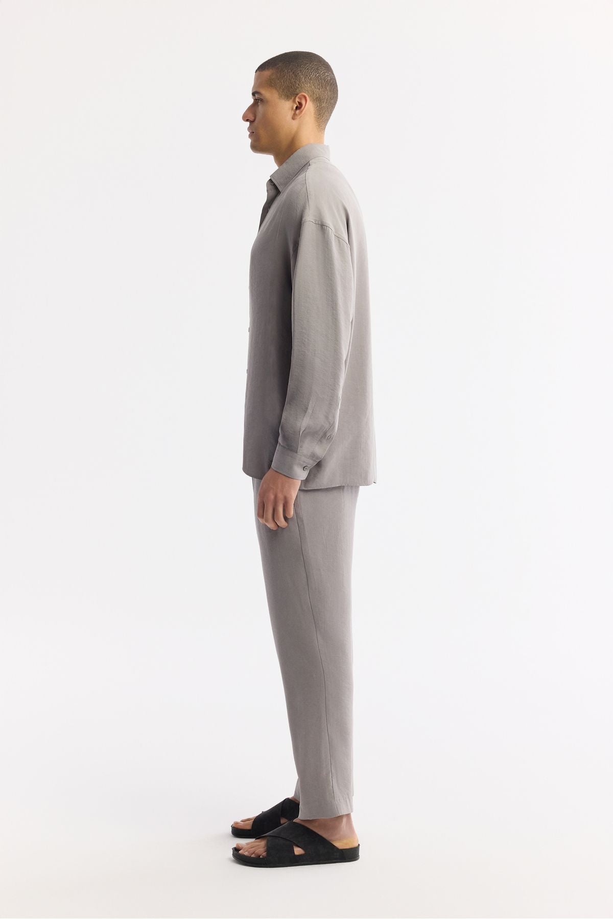 Male Nardo Gray Gray Brit with British Modal Mixed Casual Cut Oversize Fit Shirt A51y2168