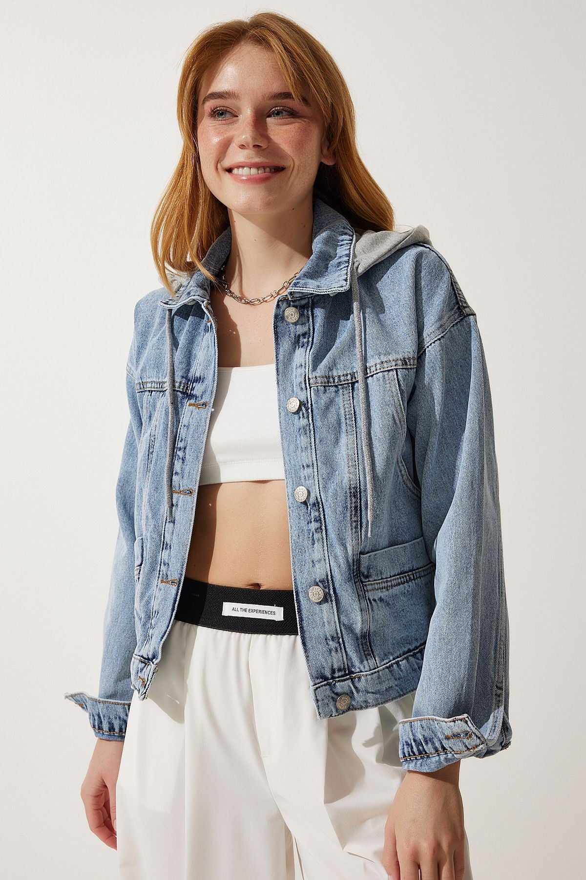 WOMEN LIGHT BLUE HAPPENED DENİM JACKET RV00173
