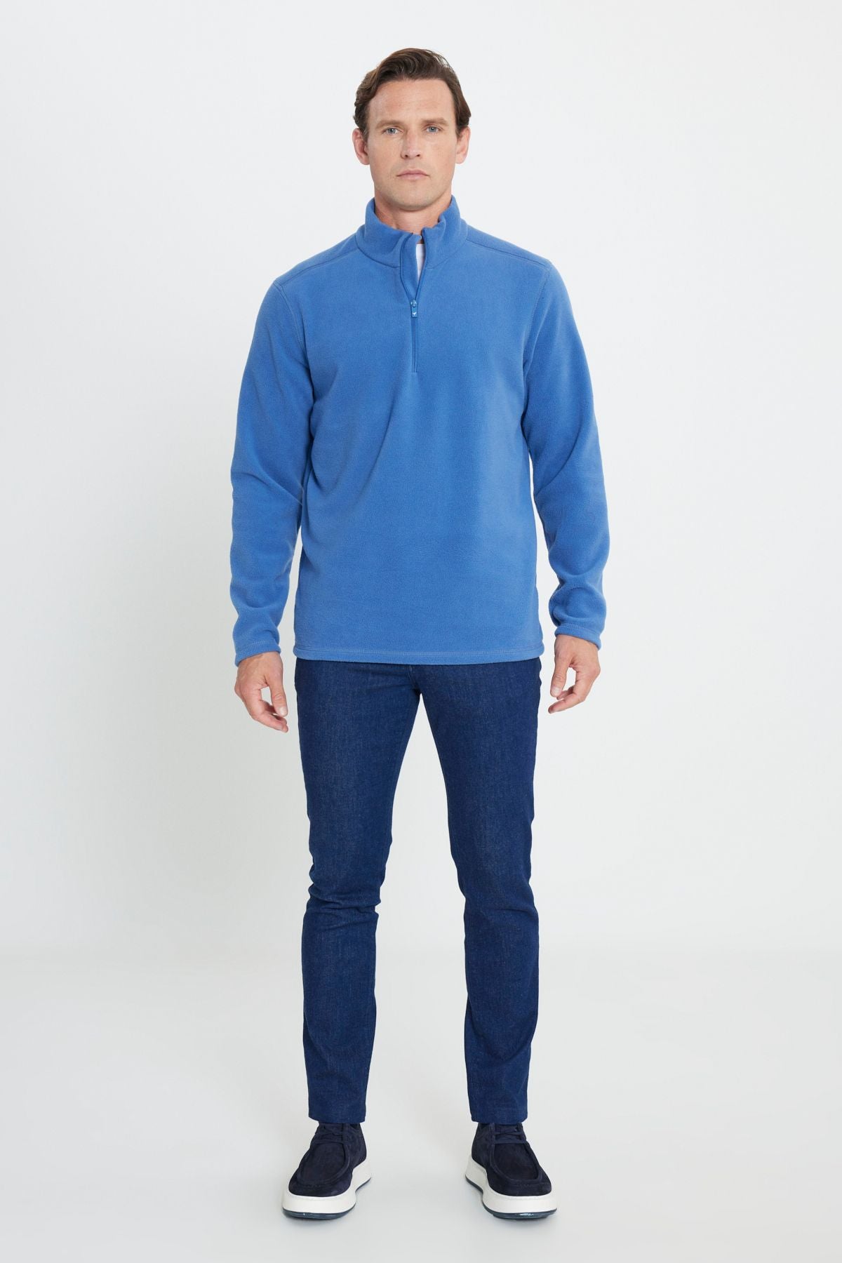 Men's Indigo Anti-Pilling Flash Standard Fit Pllage Side Cold-proof Polar Sweatshirt