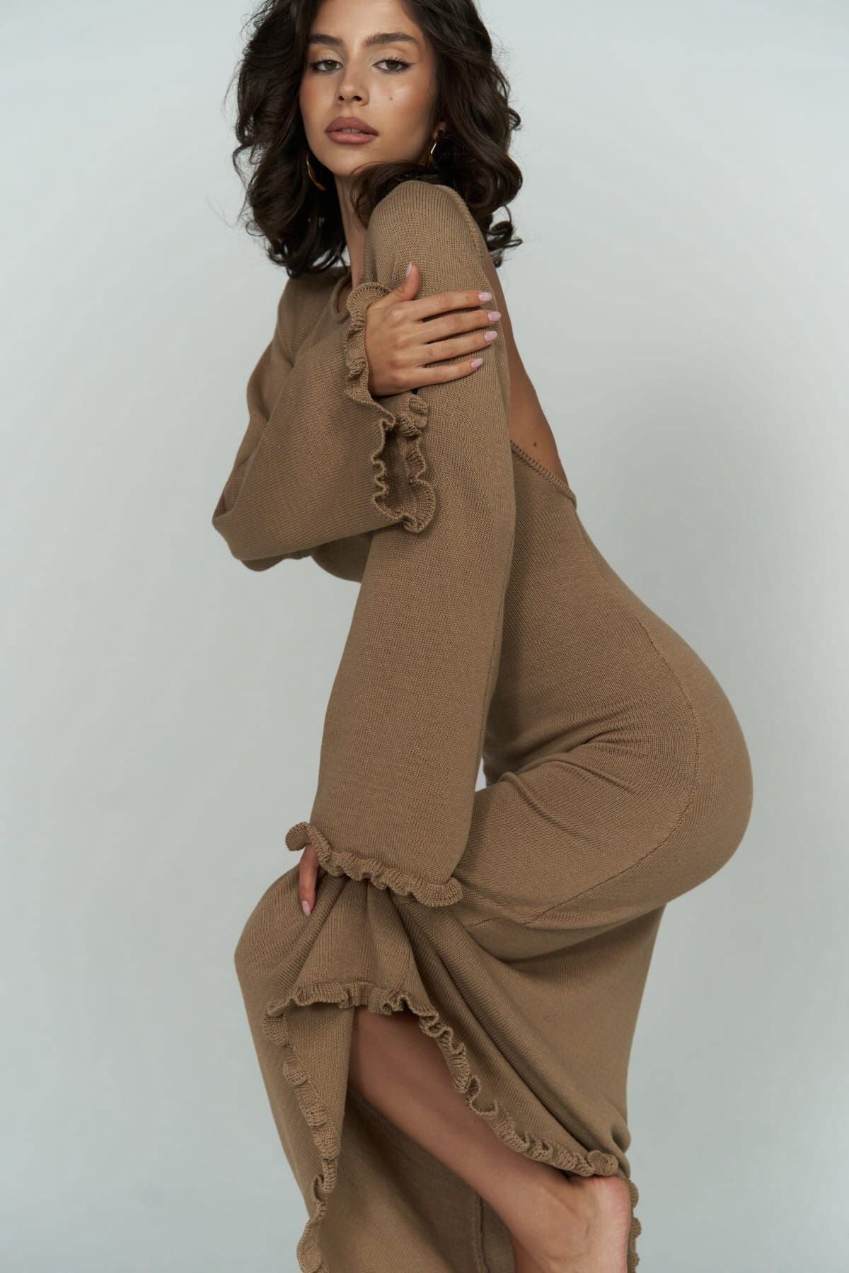 Angela Back Décollette with Mink Knitwear Dress