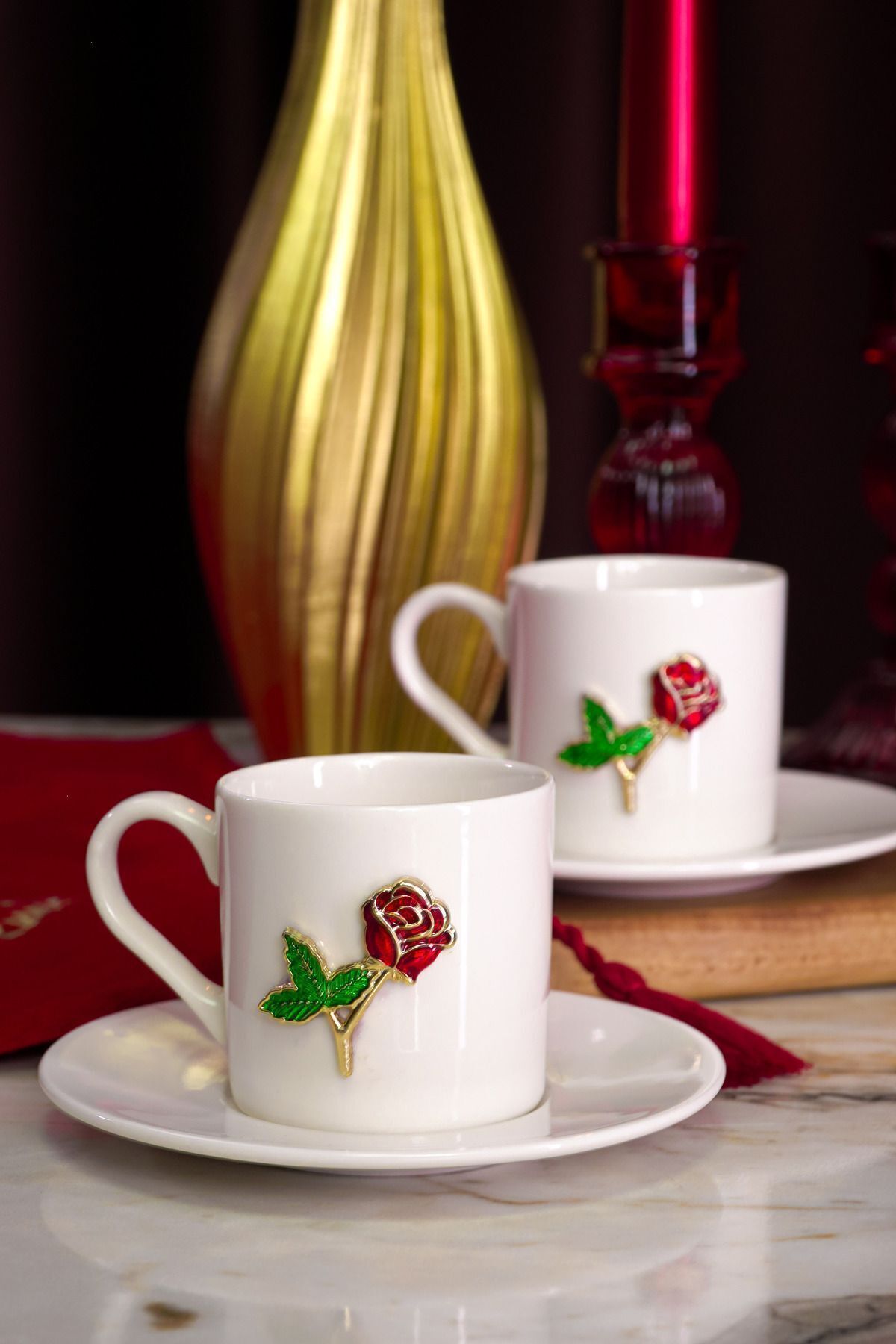 4 Piece for 2 Person Porcelain Coffee Cup Set