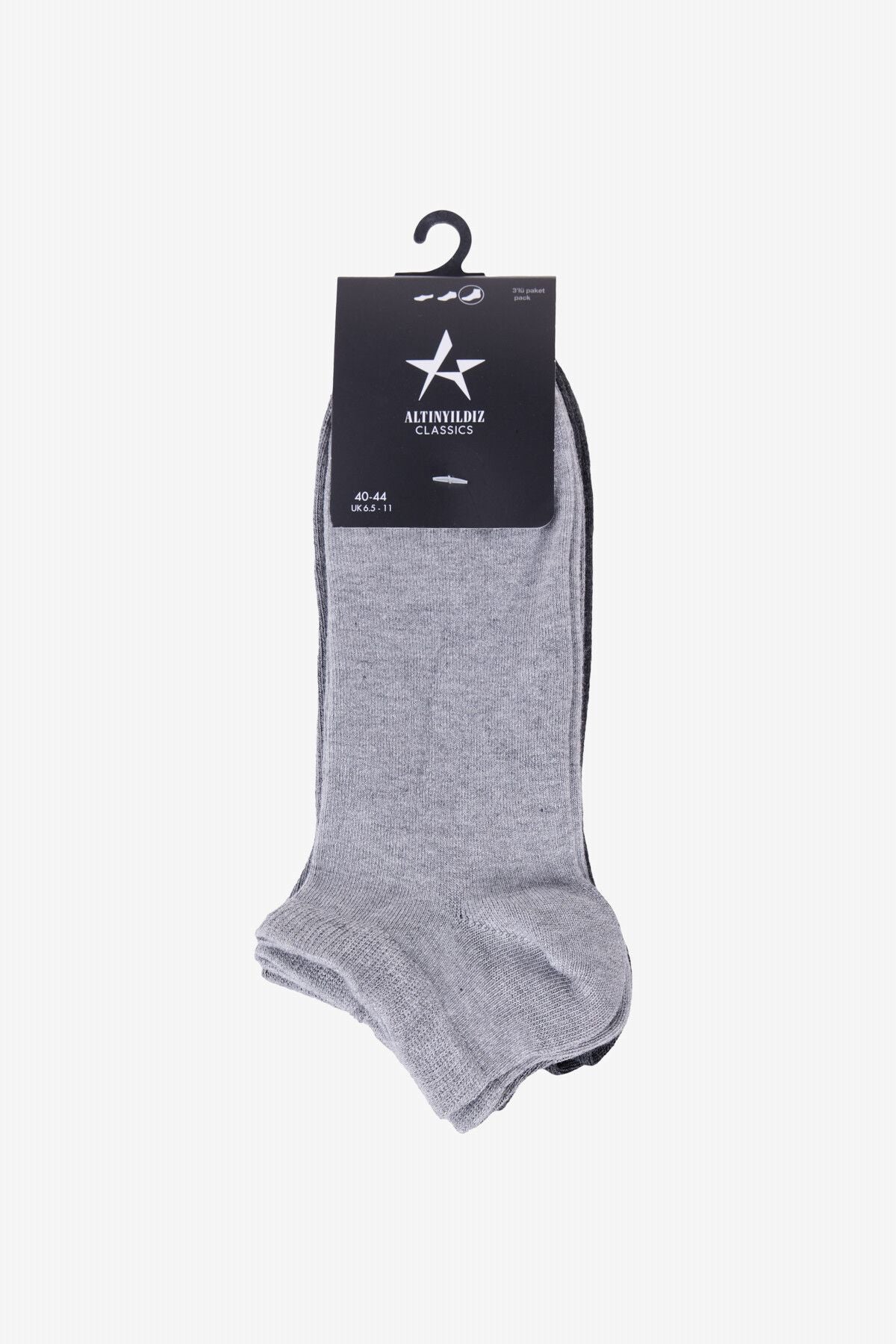 Men's anthracite-gray 3-pack booties socks