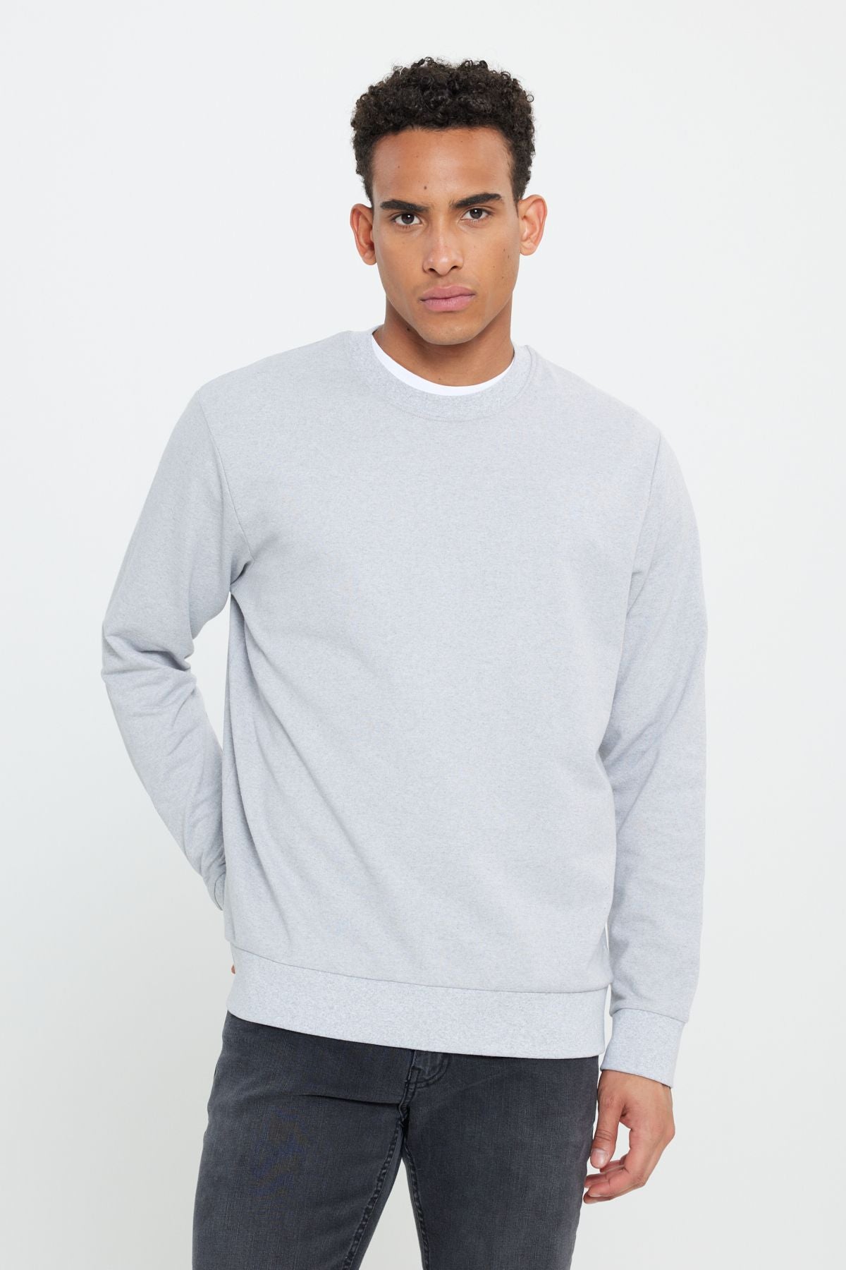 Men's Navy Blue-Gri Melanj 2 Pack Cotton Standard Fit Normal Normal Cut Bike Sweatshirt