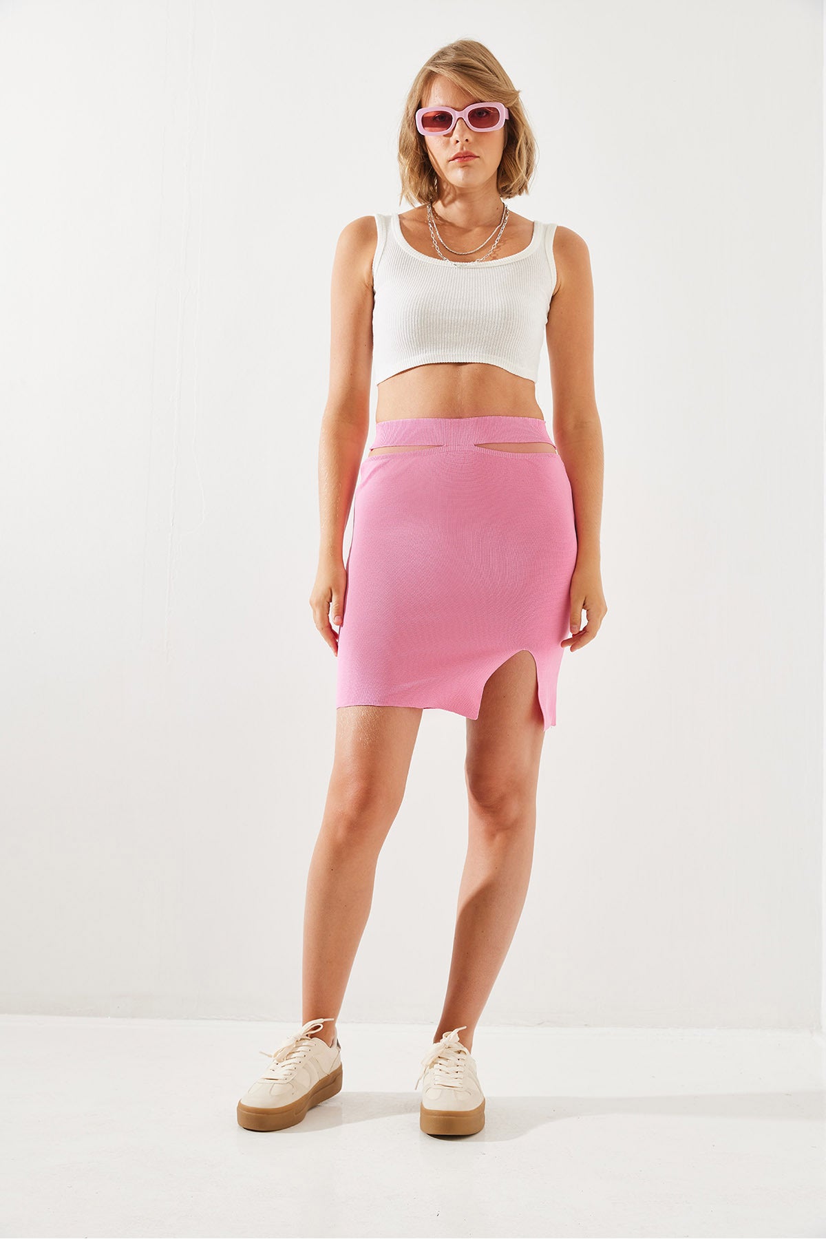 Women's Waist Detailed Slit Skirt 20223054