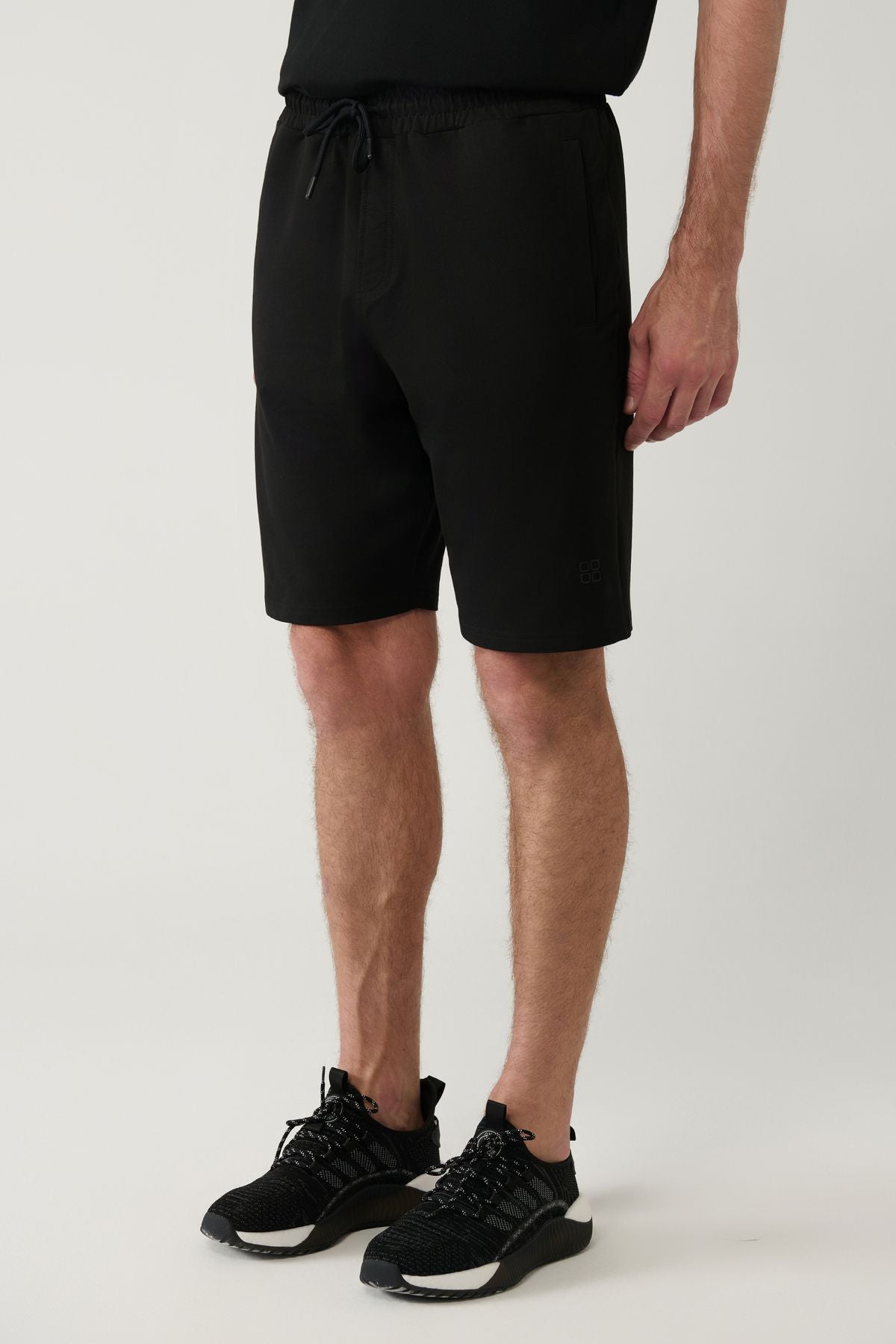 Men's black side knitted cotton cotton 2 IP daily shorts E003602