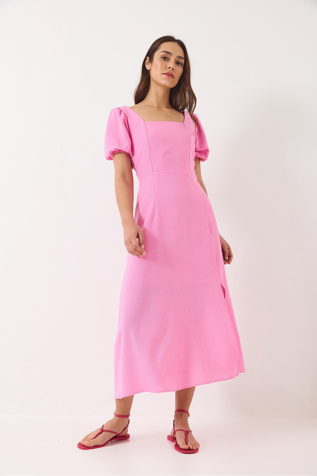 Women's Back Tie Detail Lined Linen Dress 5958 60283045