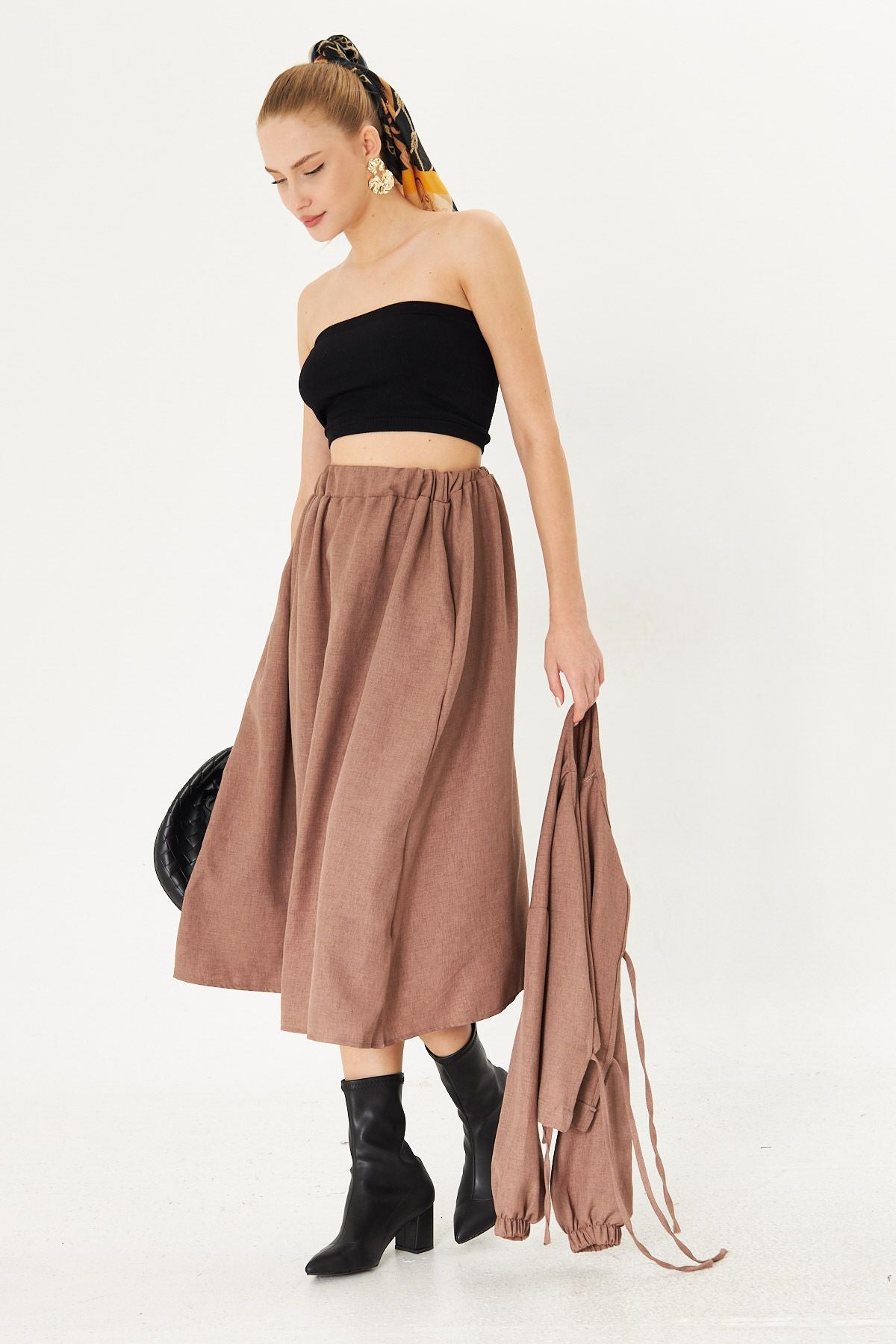 Female mink waist midi length skirt ARM-25K001010
