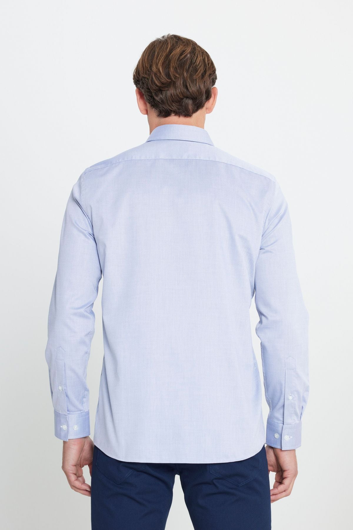 Men's light blue 100 %cotton slim fit narrow -cut Amest Amelor Shirt