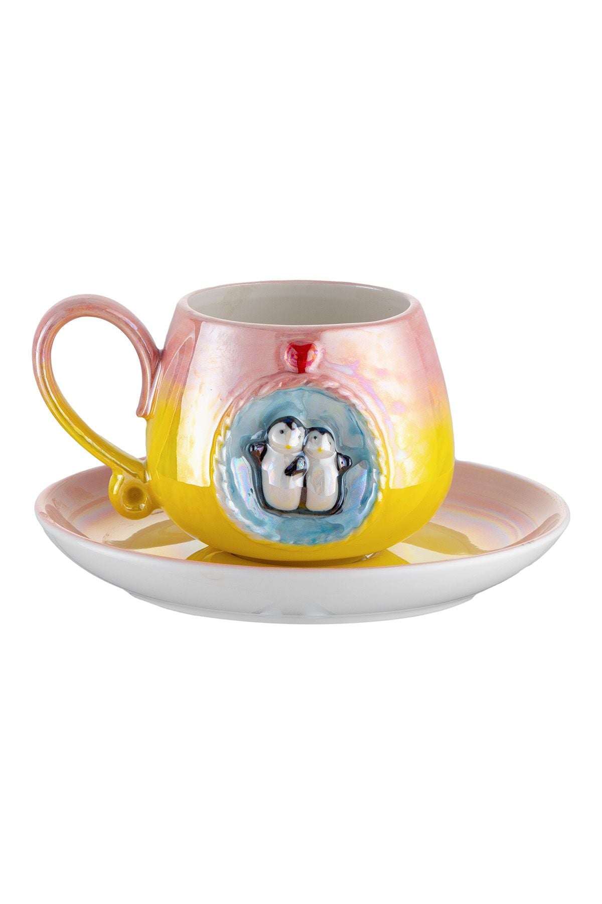 Istanbul Porcelain Penguin 2 Person Coffee Cup Set Yellow