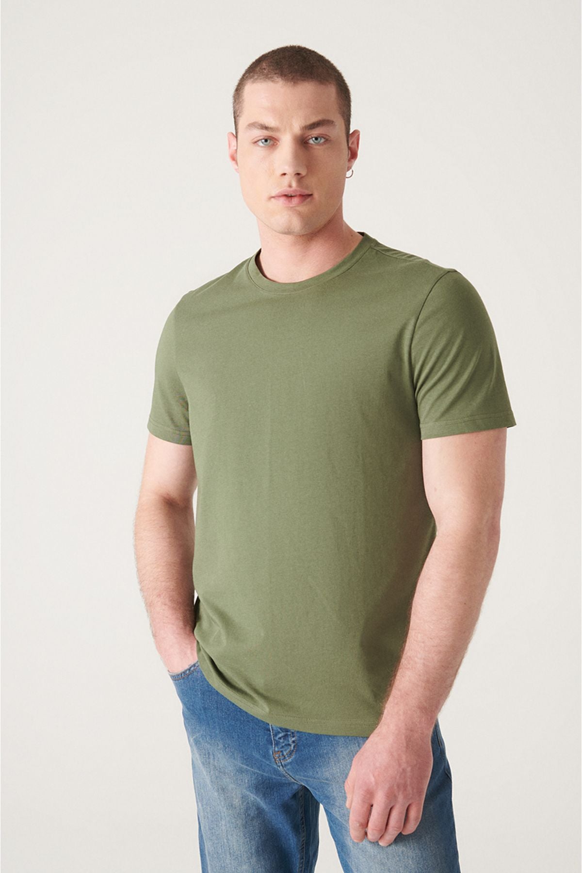 Male Khaki 100 %Cotton Breathing Bicycle Yaka T-Shirt E001000