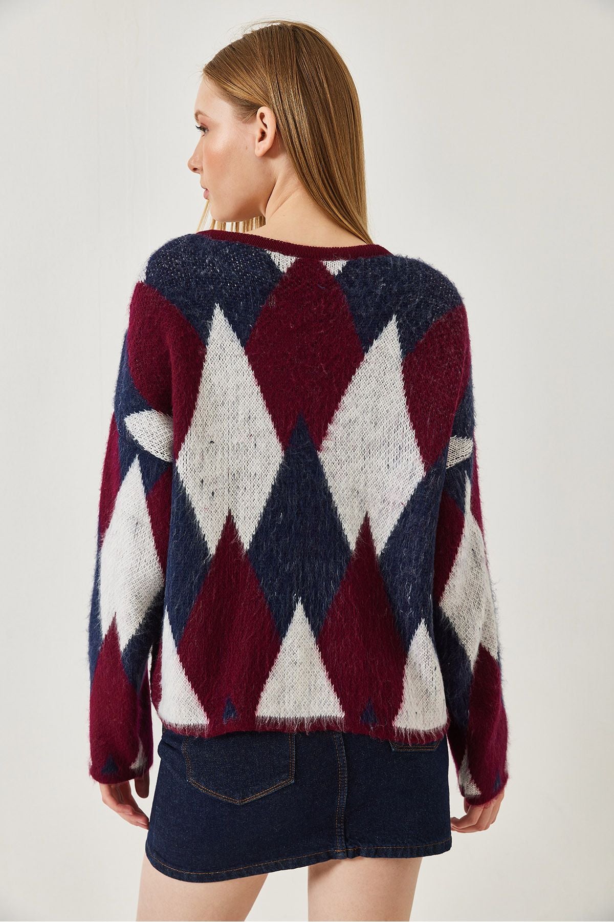 Female Baklava Patterned Knitwear Cardigan 60261303