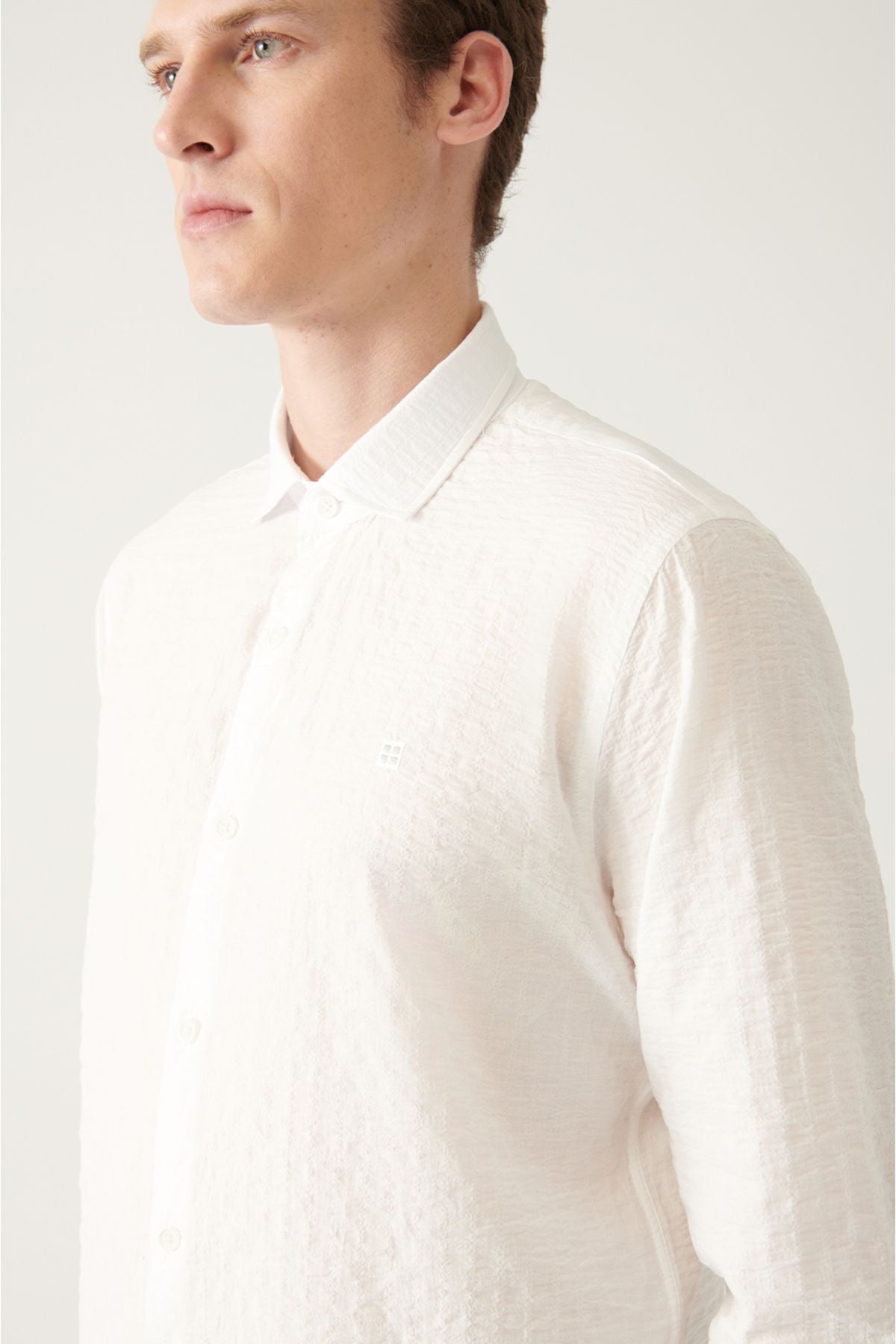 Men's white wafer cotton shirt A31y2060