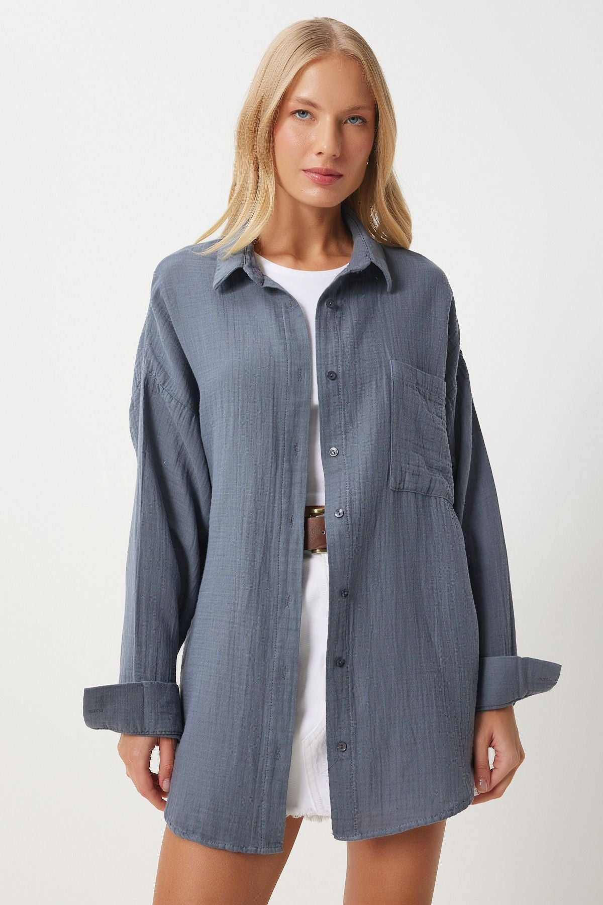 WOMEN'S ARRACRASİT Oversizle Basic Muslin Shirt MX00150