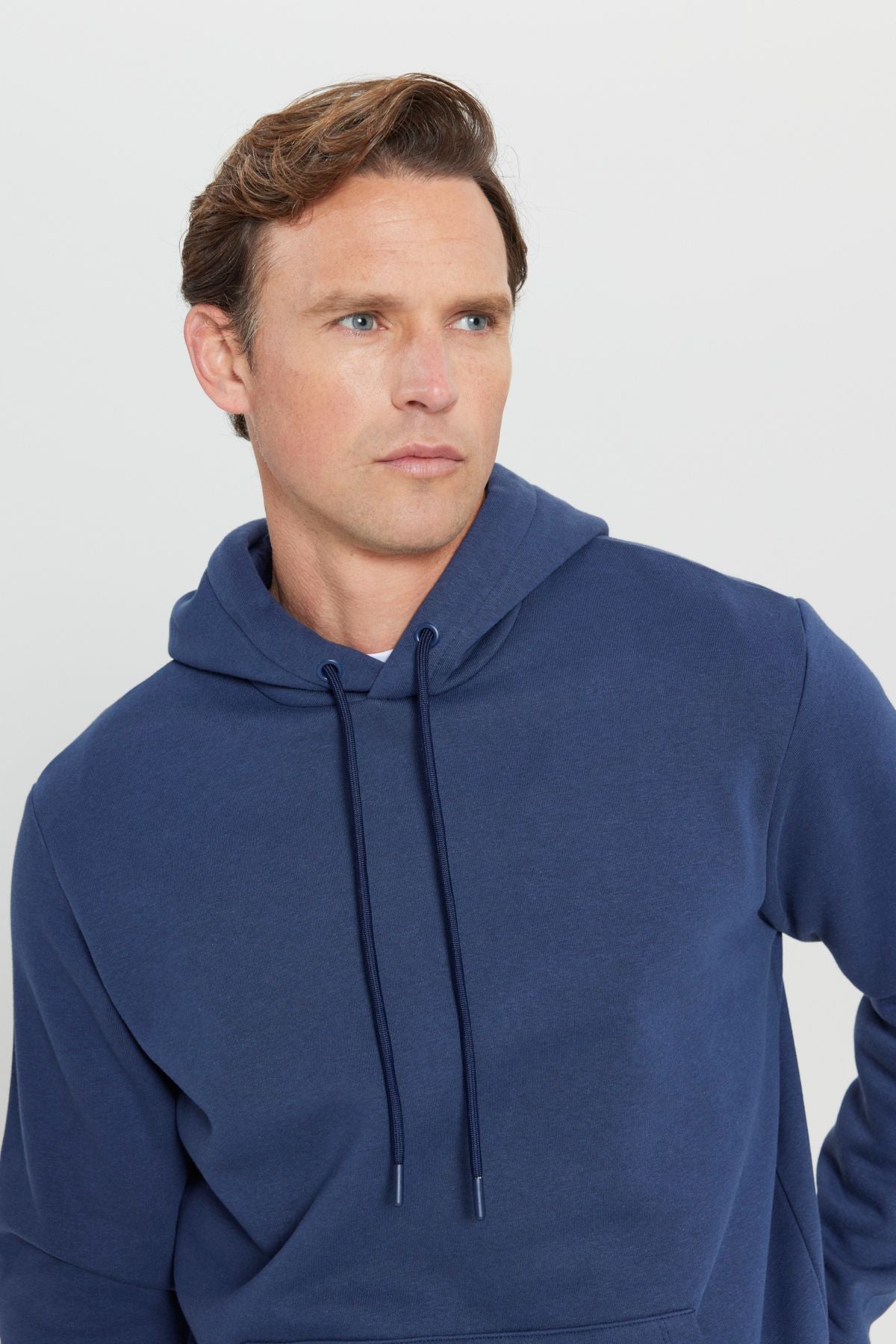 Men's Navy Blue Standard Fit Normal Cutting Içi Polar 3 IP hooded cotton sweatshirt