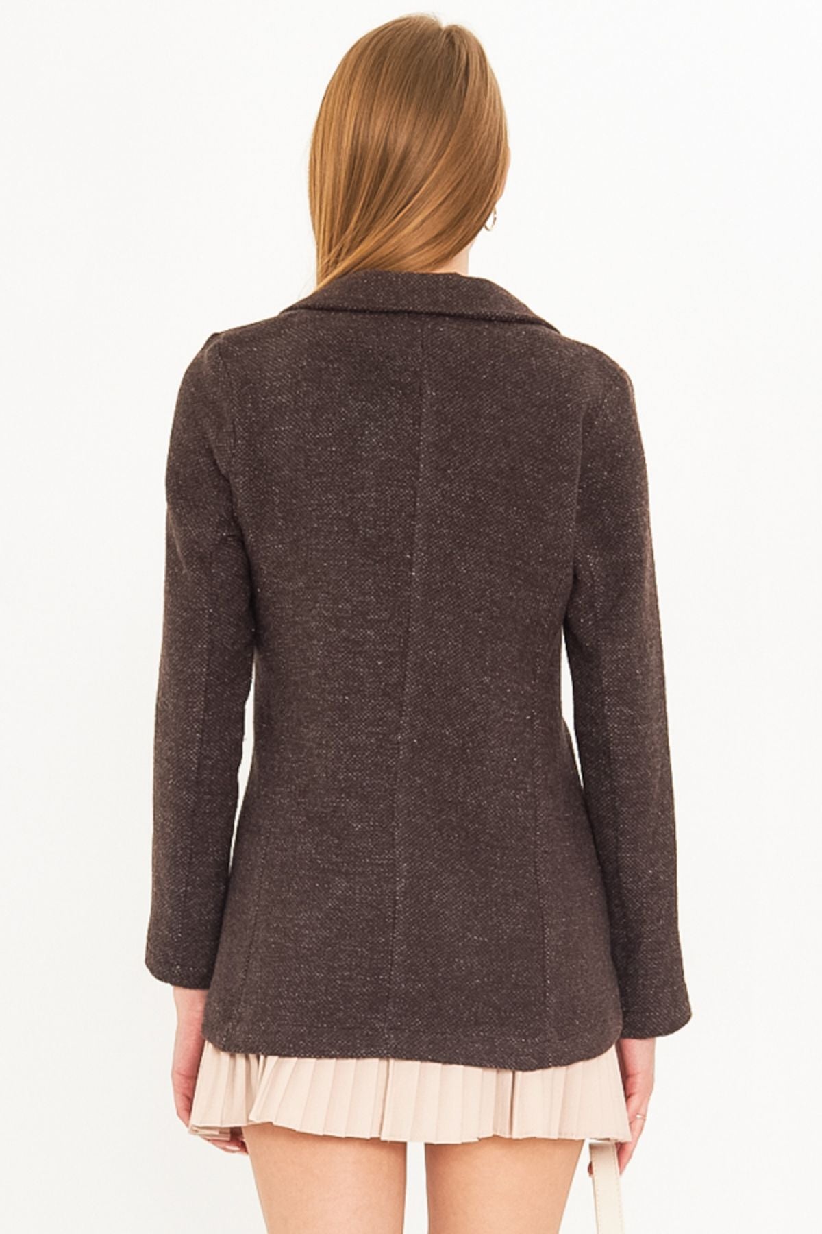Woman Coffee Single button Stamp Jacket ARM-25K001082