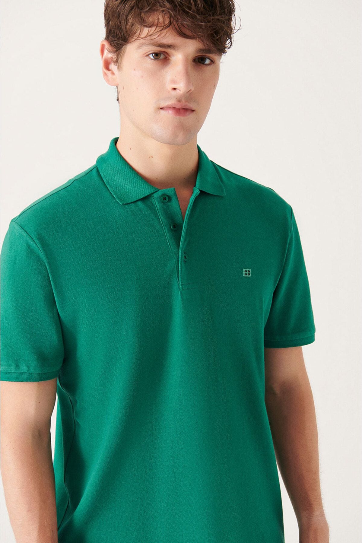 Men's green 100 %cotton cool Polo Yaka T-shirt E001004