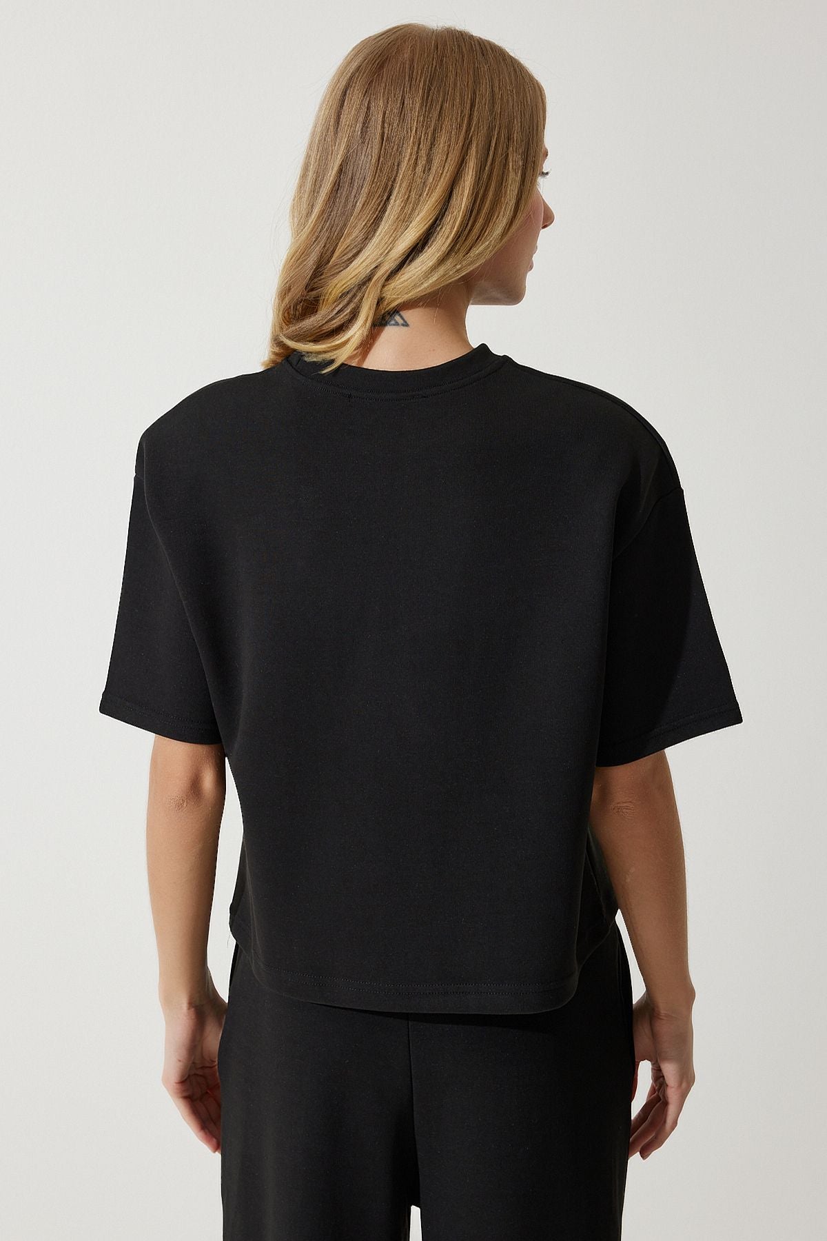 Women's Black Premium Vatkalı 2 yarn tracksuit team NY00001
