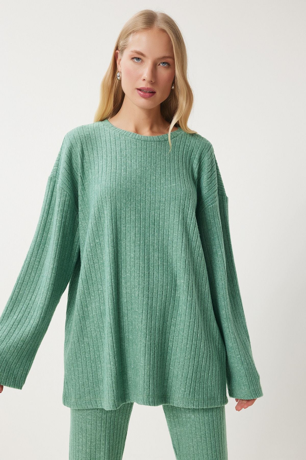 Female Cagla Green Comfortable Wicking Blouse Blouse Pants Set RG00047