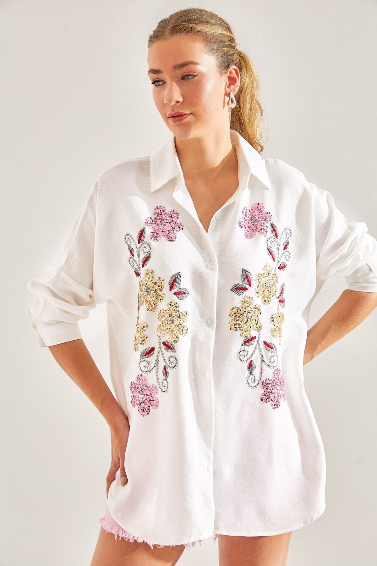 WOMEN'S STAMP PERSON ENGLISH SOFYA KETEN SHIRT 60181010