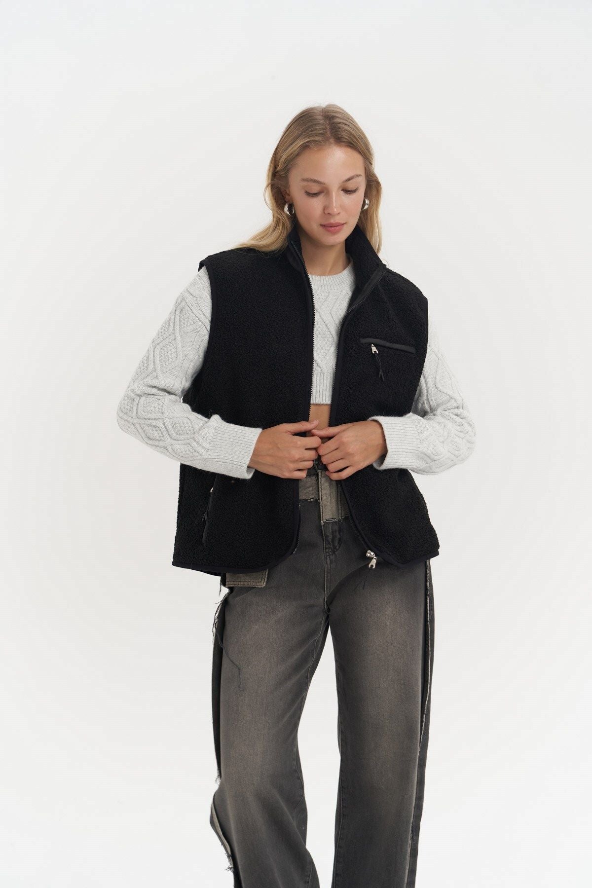 Alberg black shabby Teddy Vest