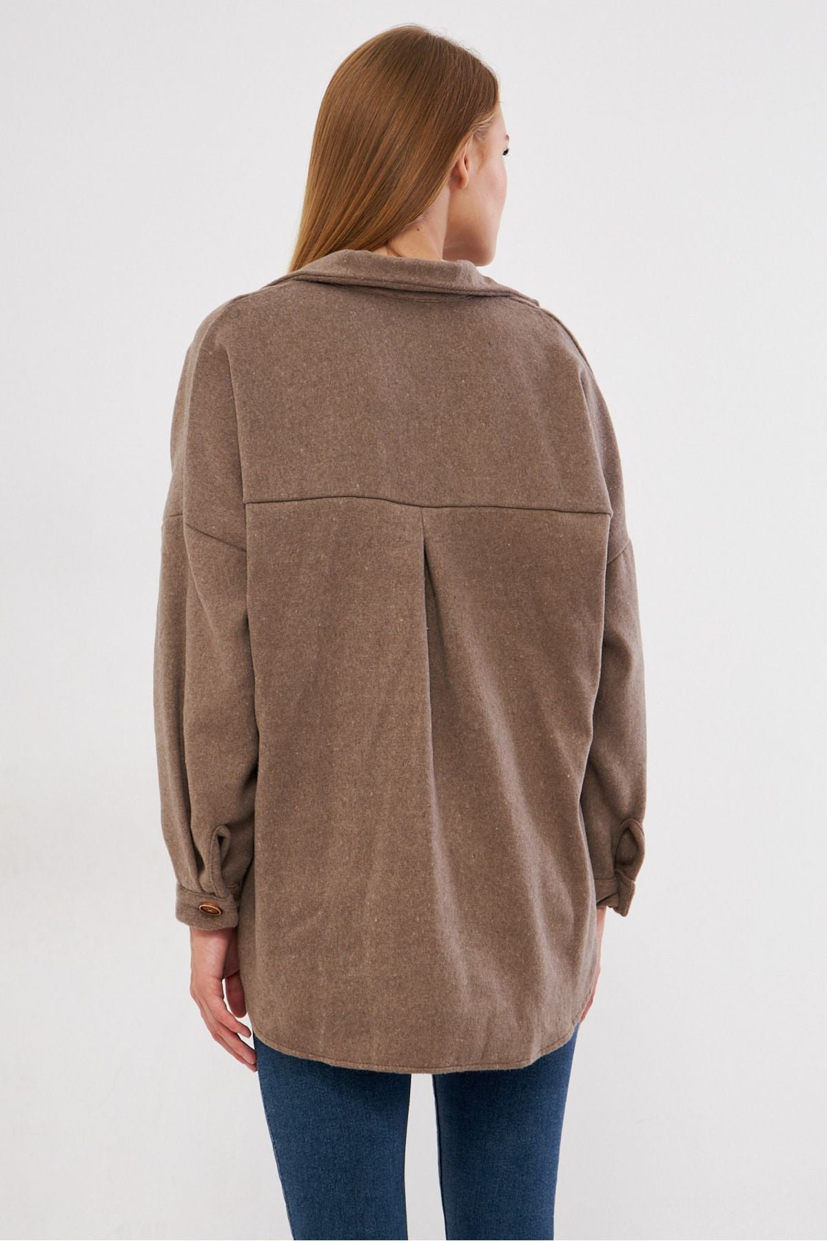 Woman Light Brown Oversize stamp pocket shirt ARM-221156