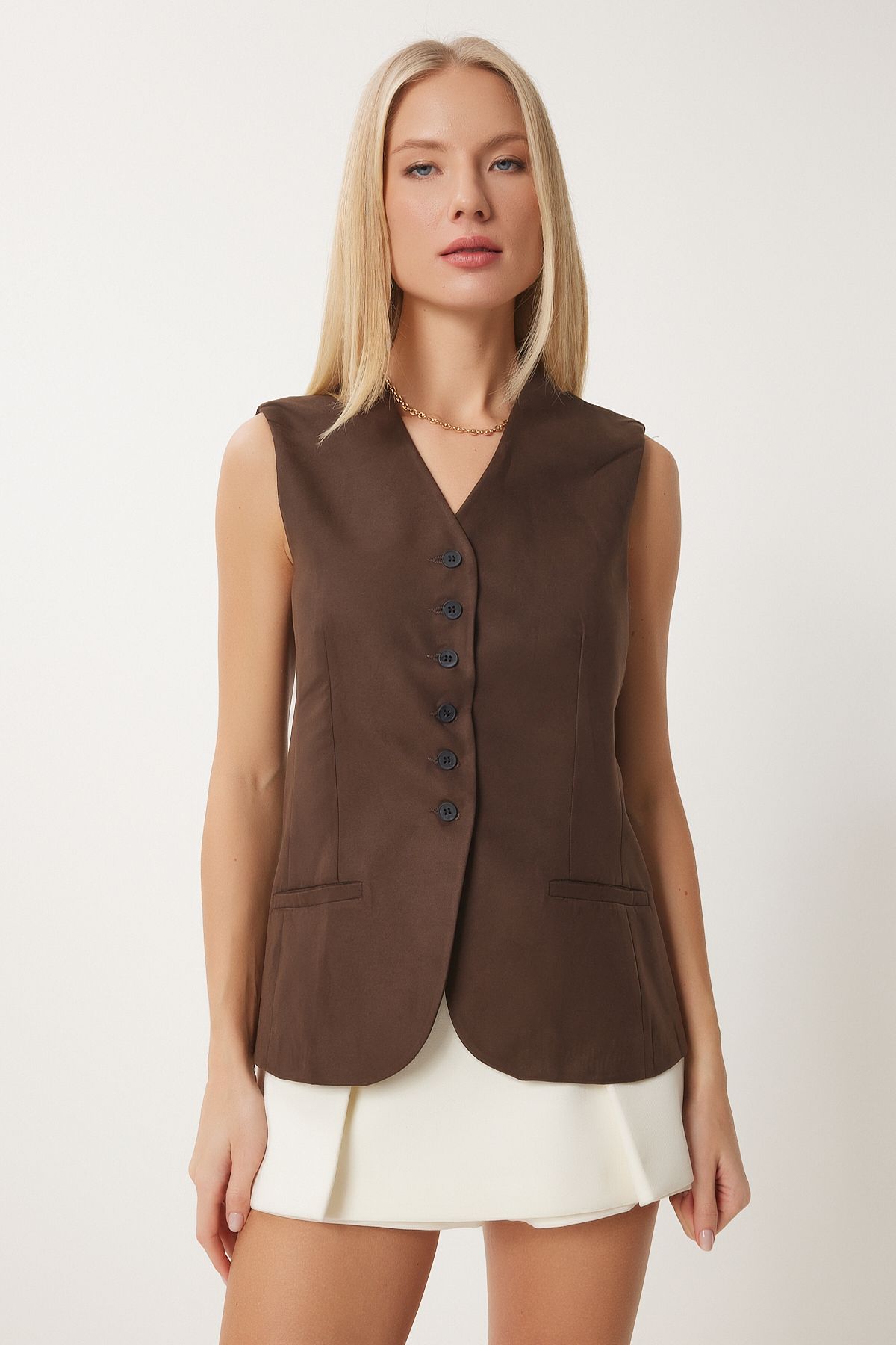 WOMEN LIGHT BROWN V -YAKA NUBUK VEST FN03387