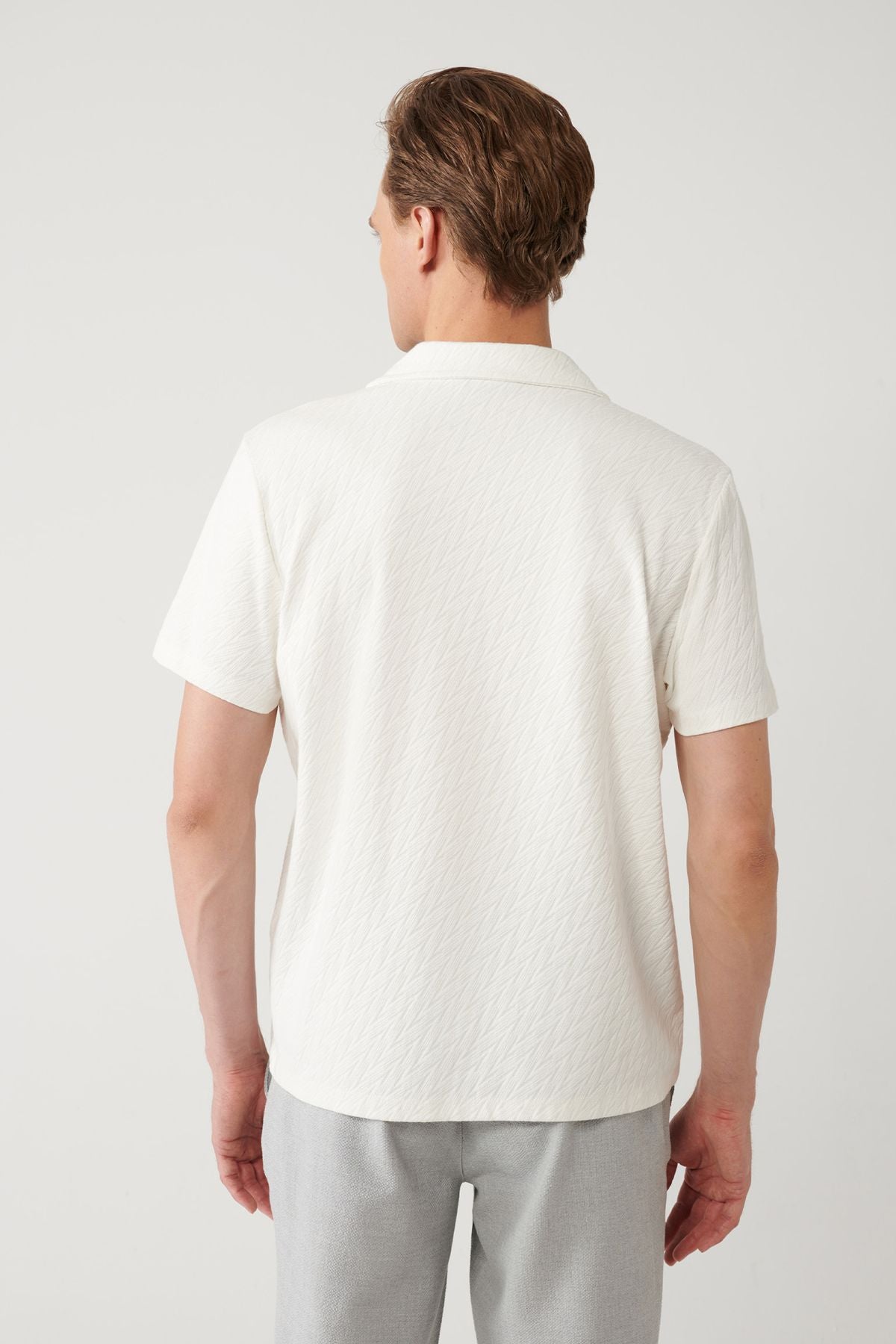 Men's Ecru Apaj Yaka Jacquard Shirt A41y2215
