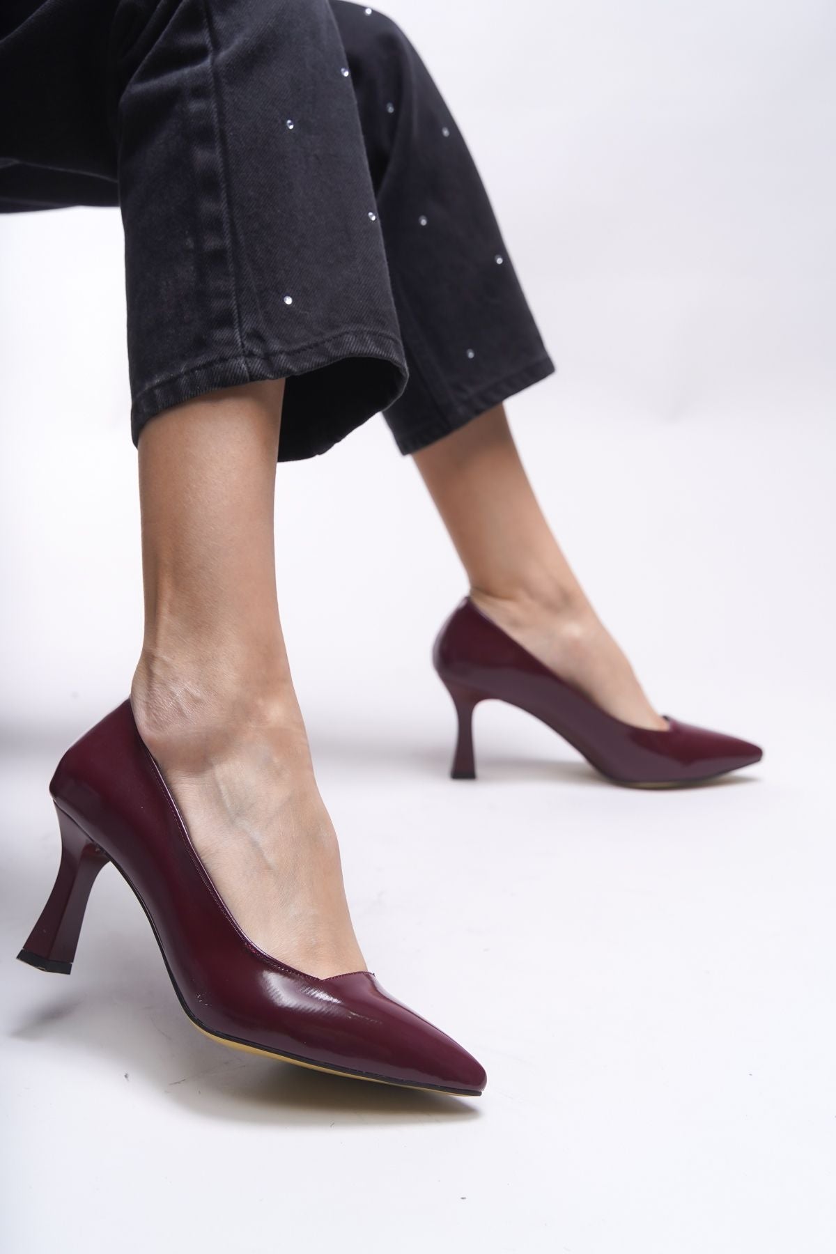Nerironyn Female Heels Shoes 0012967 Bordeaux Patent Leather