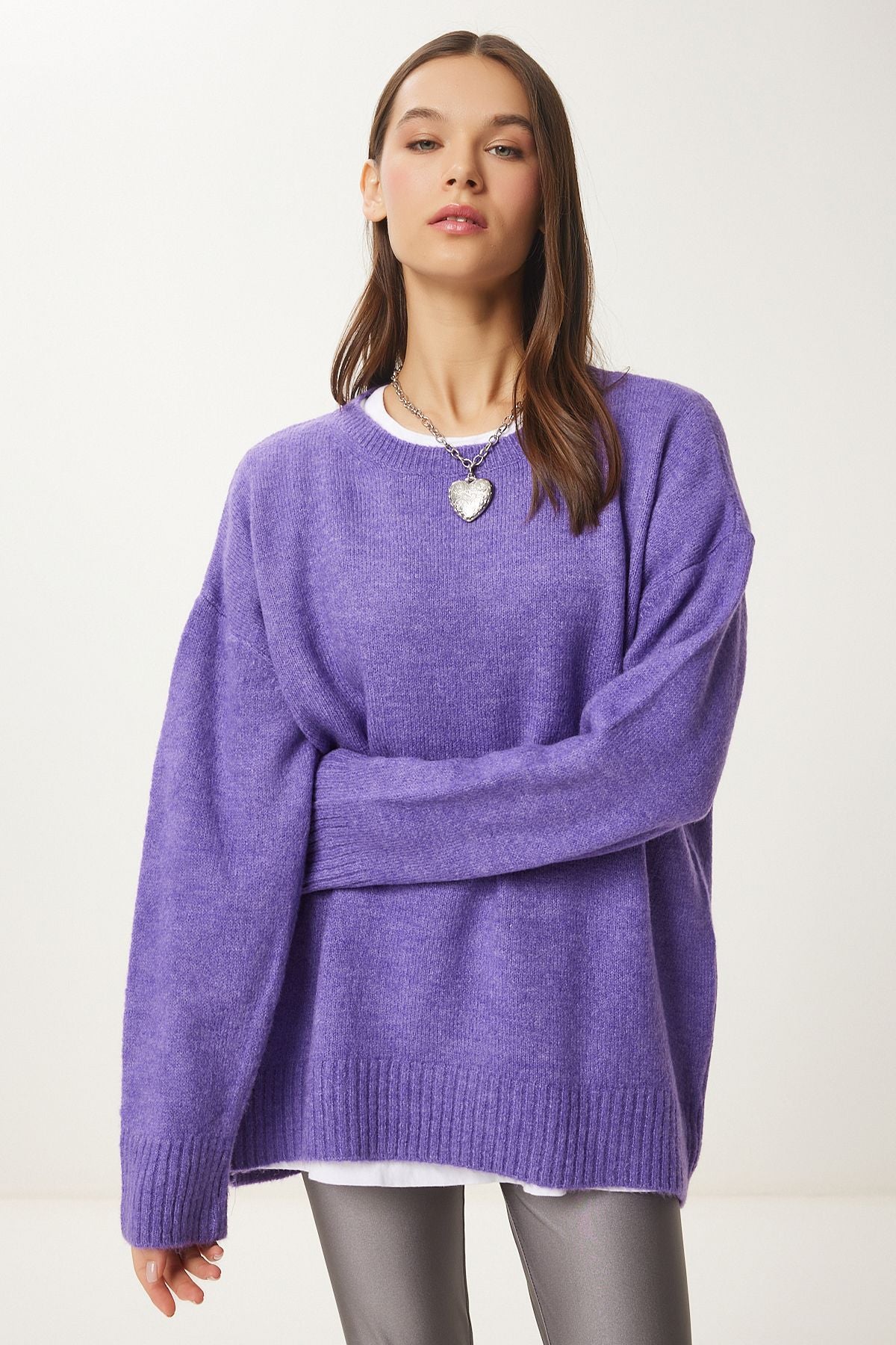 Woman Purple Oversize Knitwear sweater PN00054