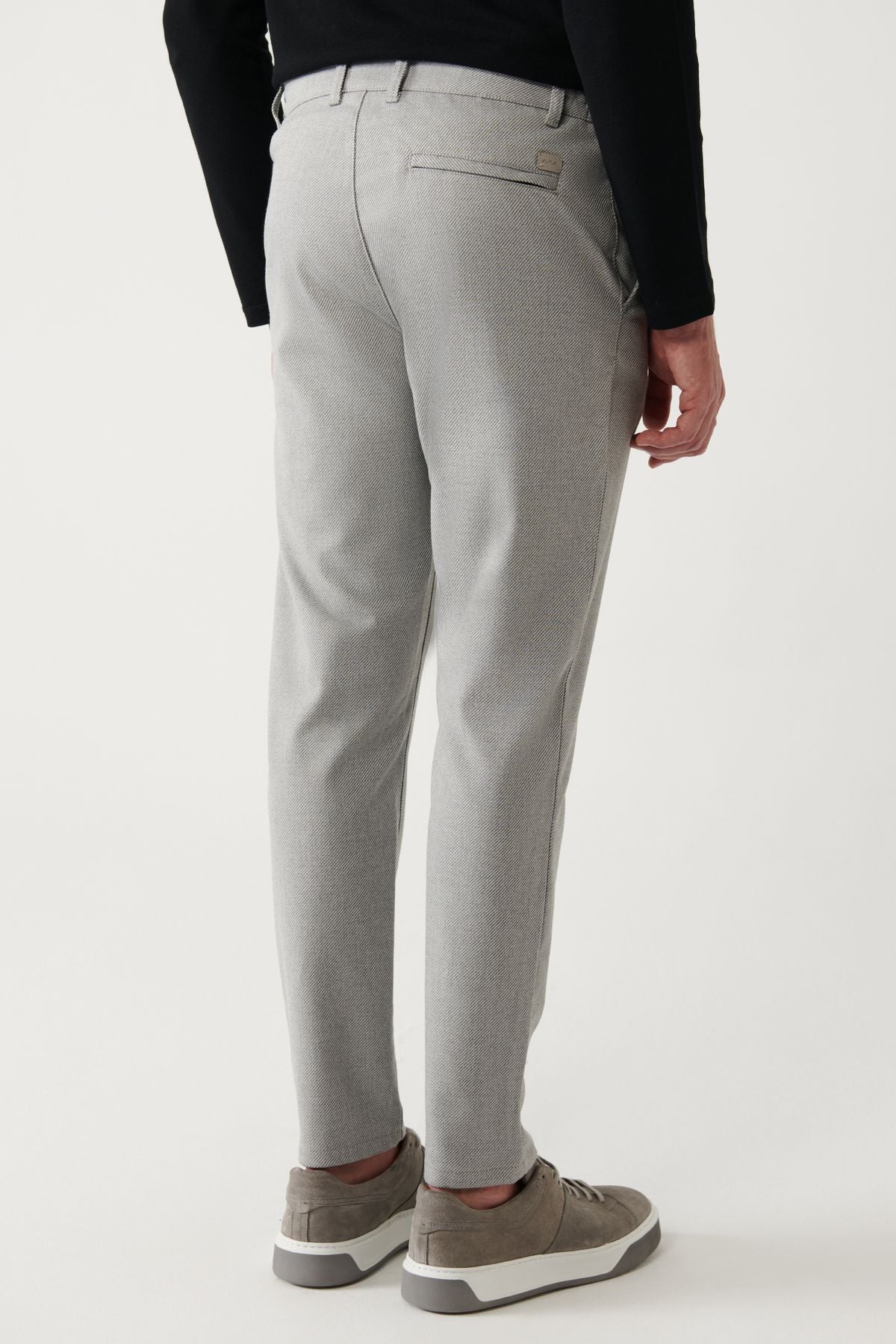 Men's Light Gray Side Pocket Waist Patterned Trousers A32Y3083