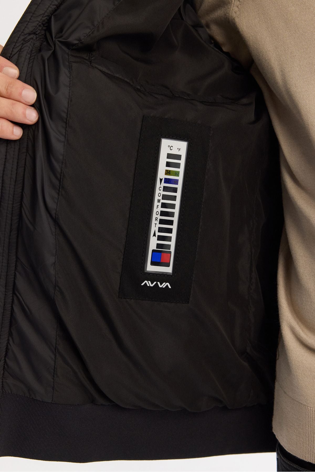 Men's black upright collar quilting patterned swelling Mont A42y6078