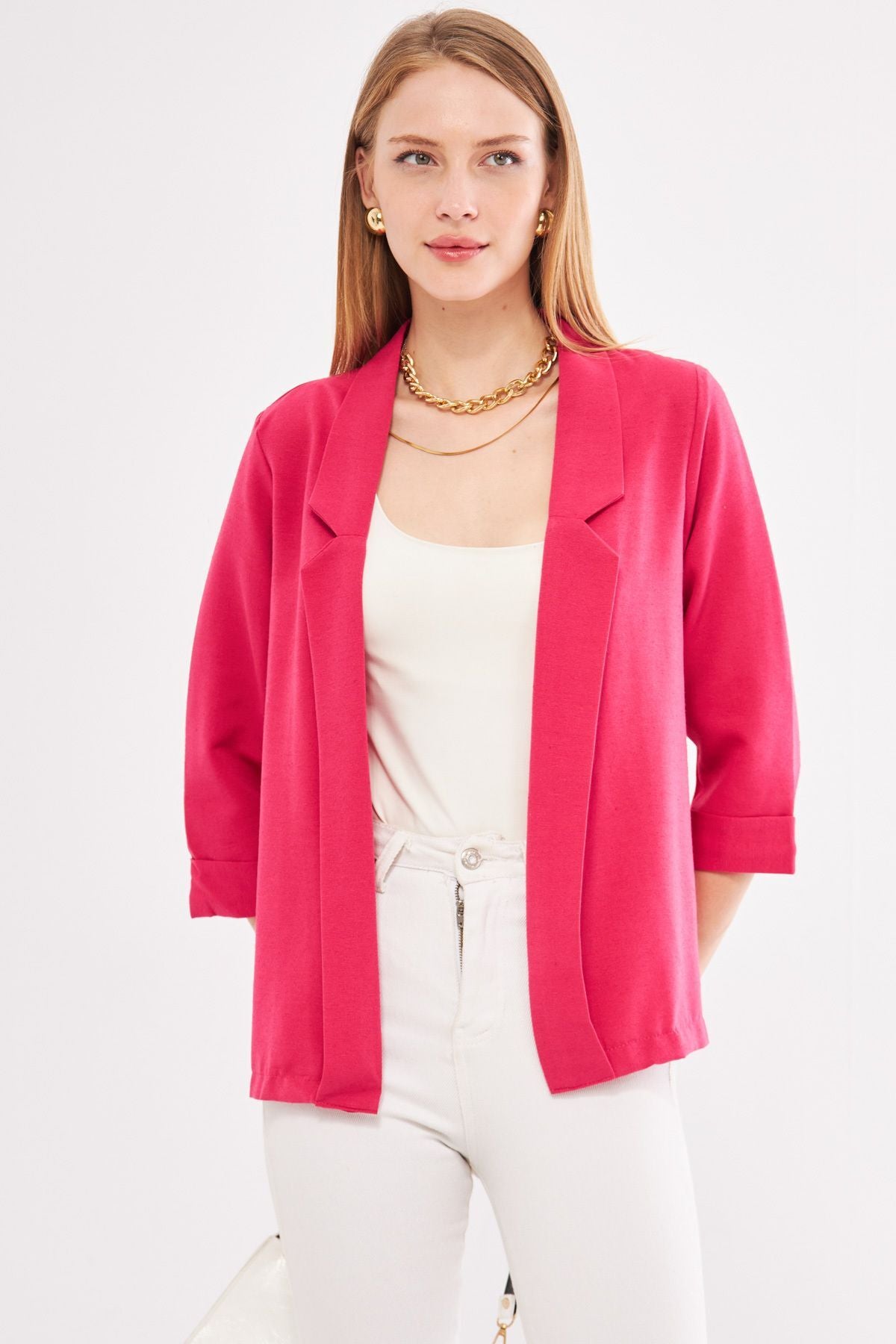 Women's Fuchsia Double Sleeve Jacket ARM-24Y001085