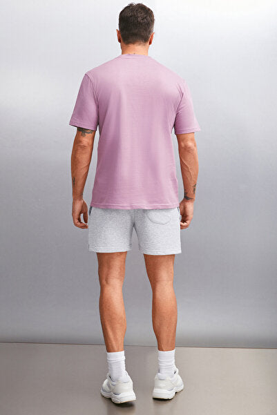 Alessandro Men's 4-Piece Organic Cotton Regular Thick Textured Crew Neck Pmb/ Grey/ Vzn/ Byz T-shirt