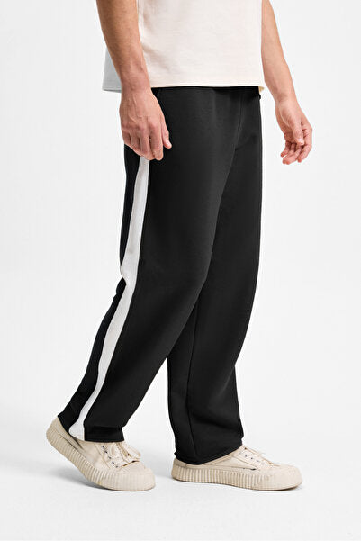 ARAUJO Men's Relaxed Fit Black Sweatpants with Elastic Waist