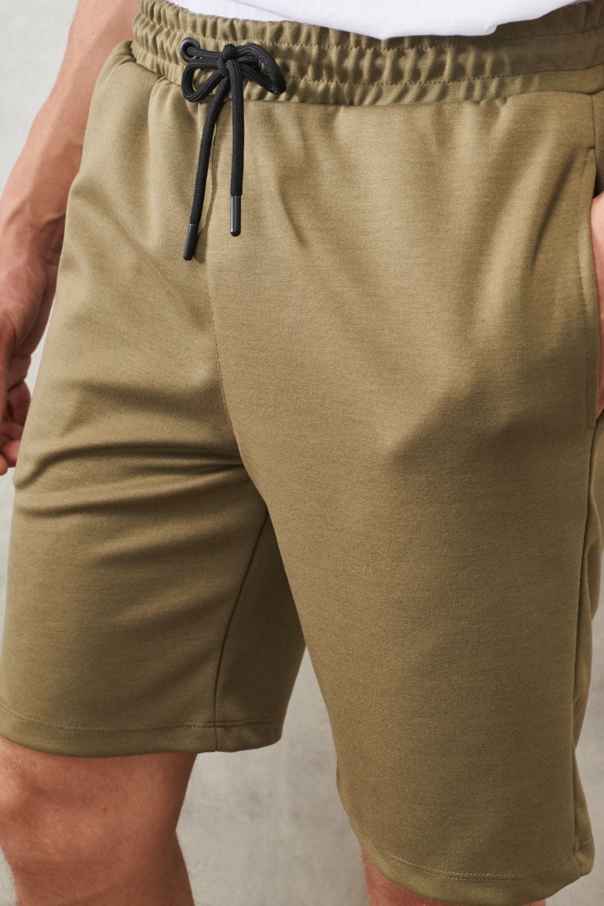 Male Khaki Standard Fit Daily Casual Sports Knitting Shorts