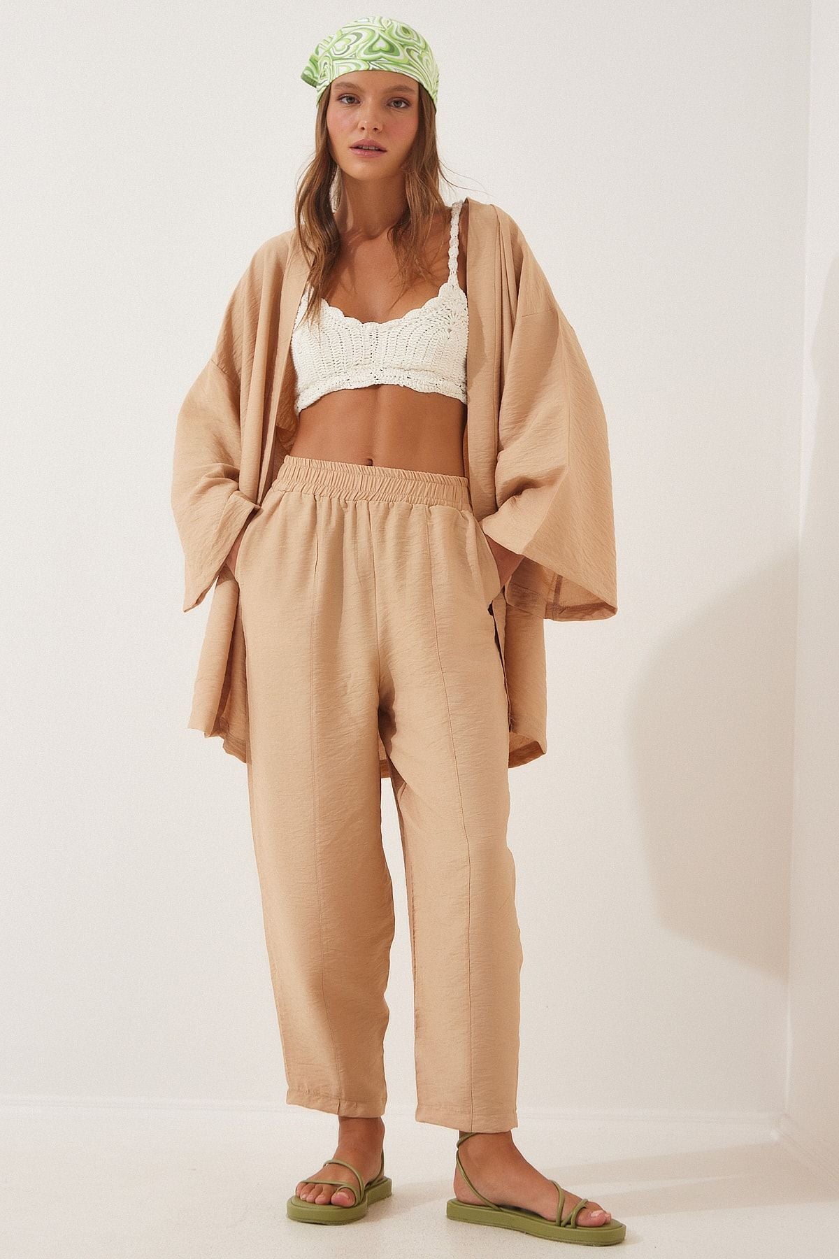 Female Biscuit Kimono Pants Set DZ00046