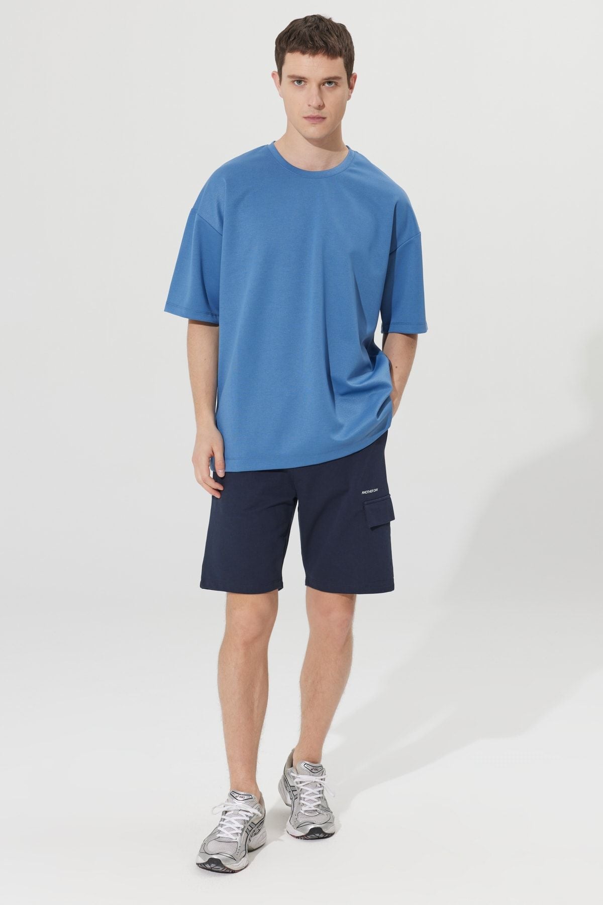 Men's Indigo Oversize Plenty Cut Bike Yaka Sweatshirt T -shirt