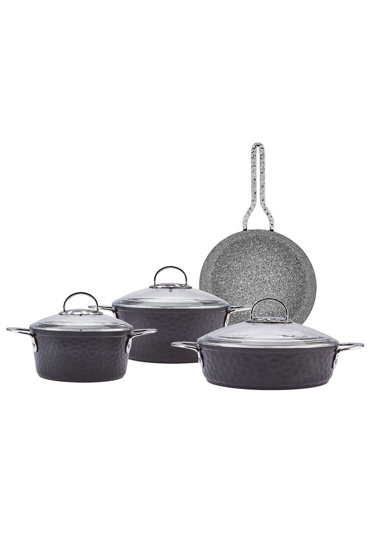 Induction -based nostalgia 7 pieces granite pot set black