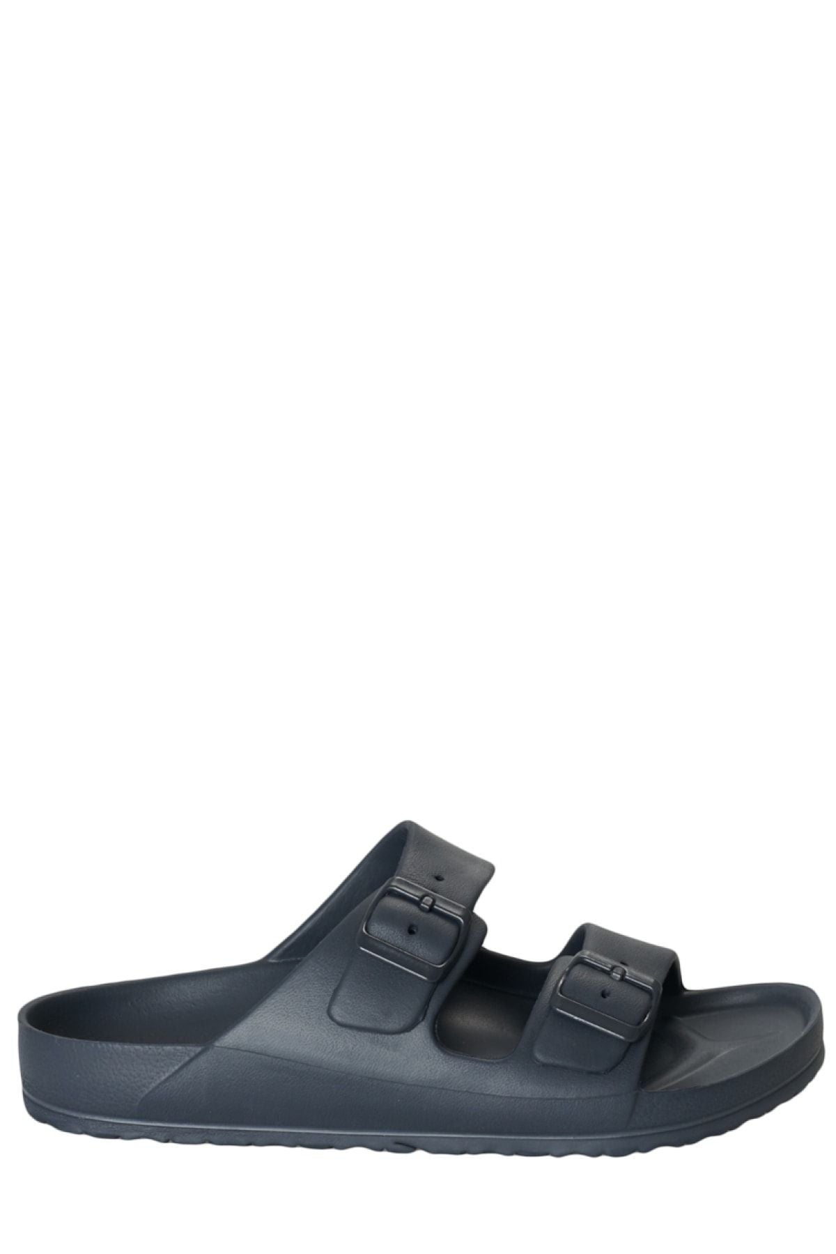 Men's anthracite double banded buckle slippers