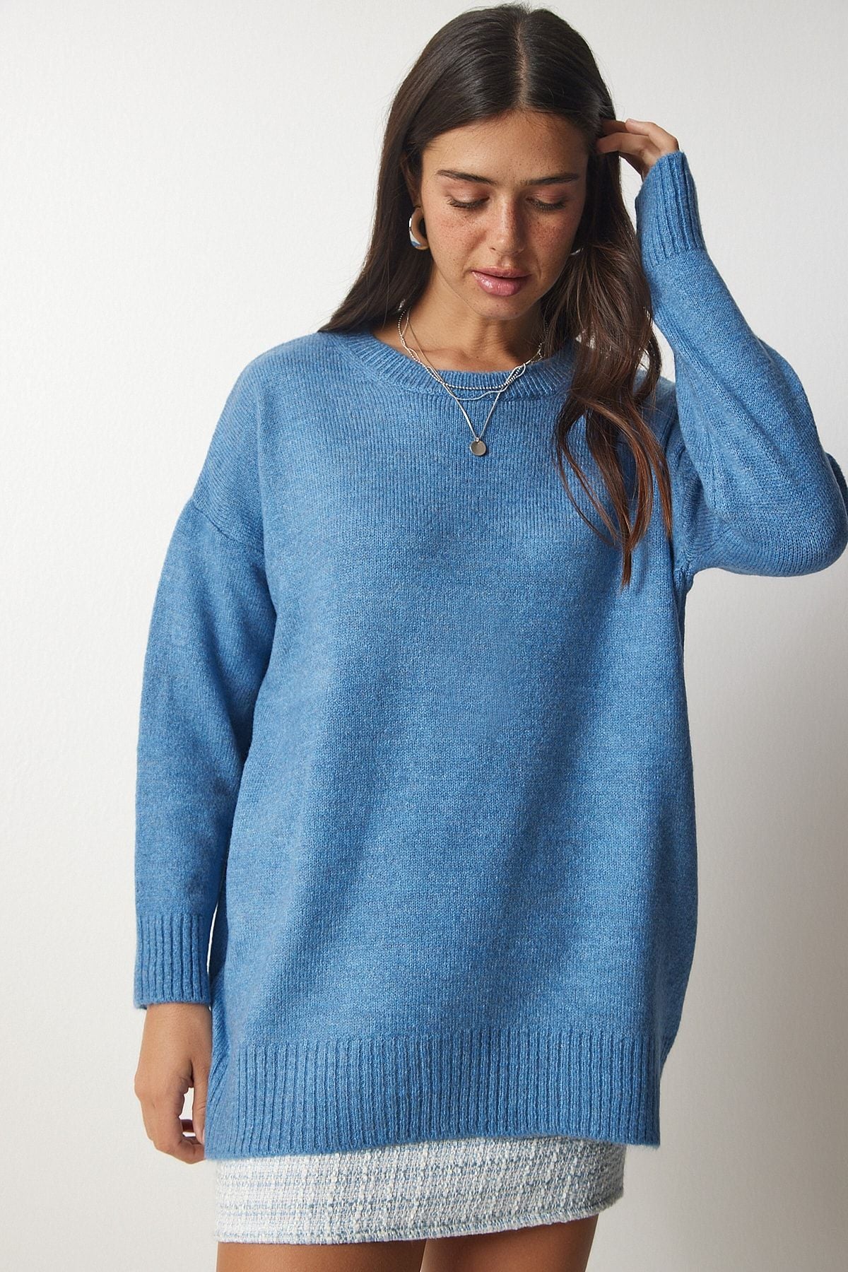 WOMEN INDIO BLUE OVERSIZE knitwear sweater PN00054