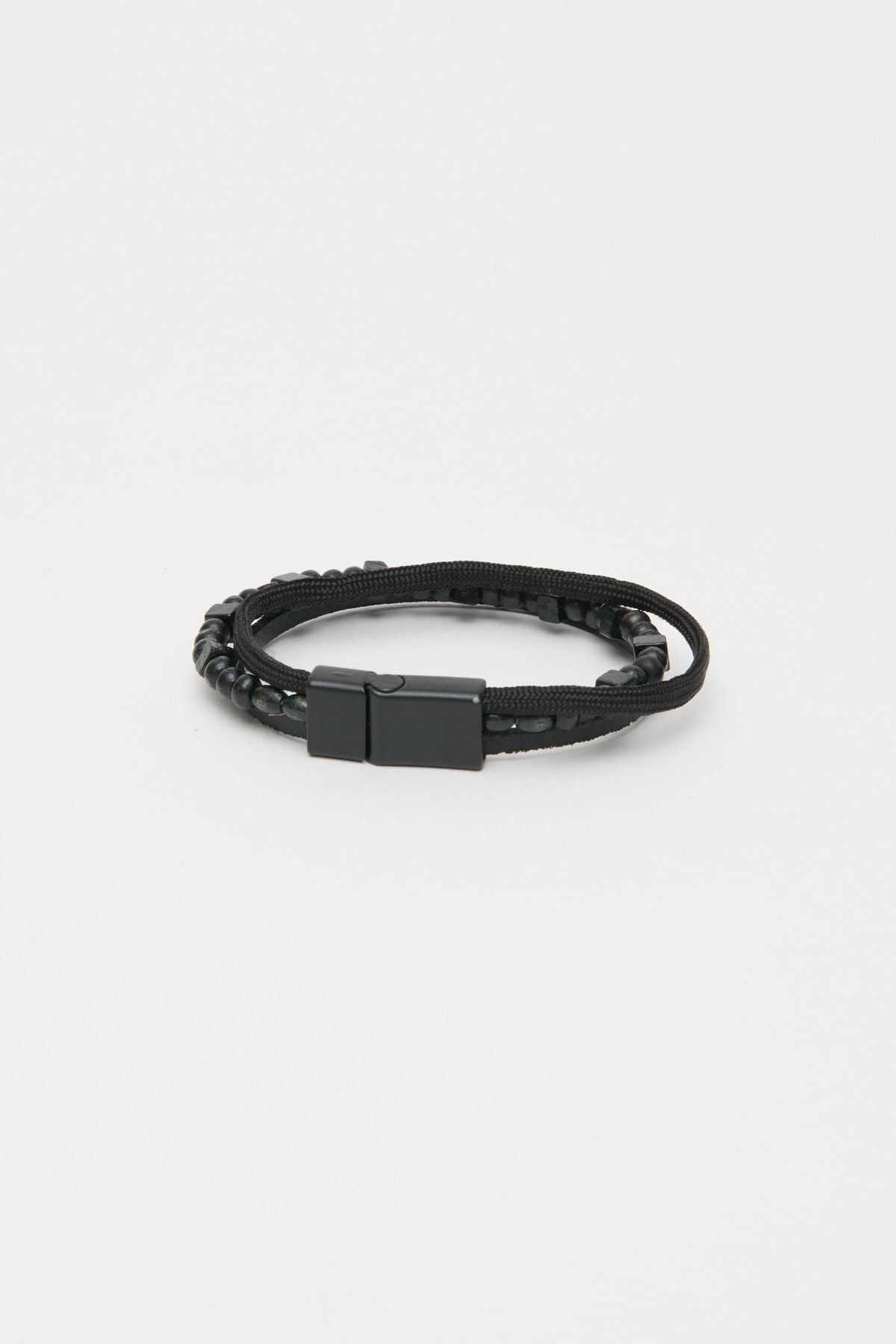 Men's black 100 %leather bracelet