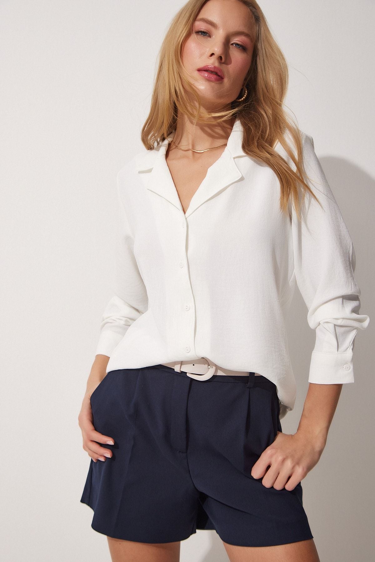 Shawl -collar draped weaving shirt