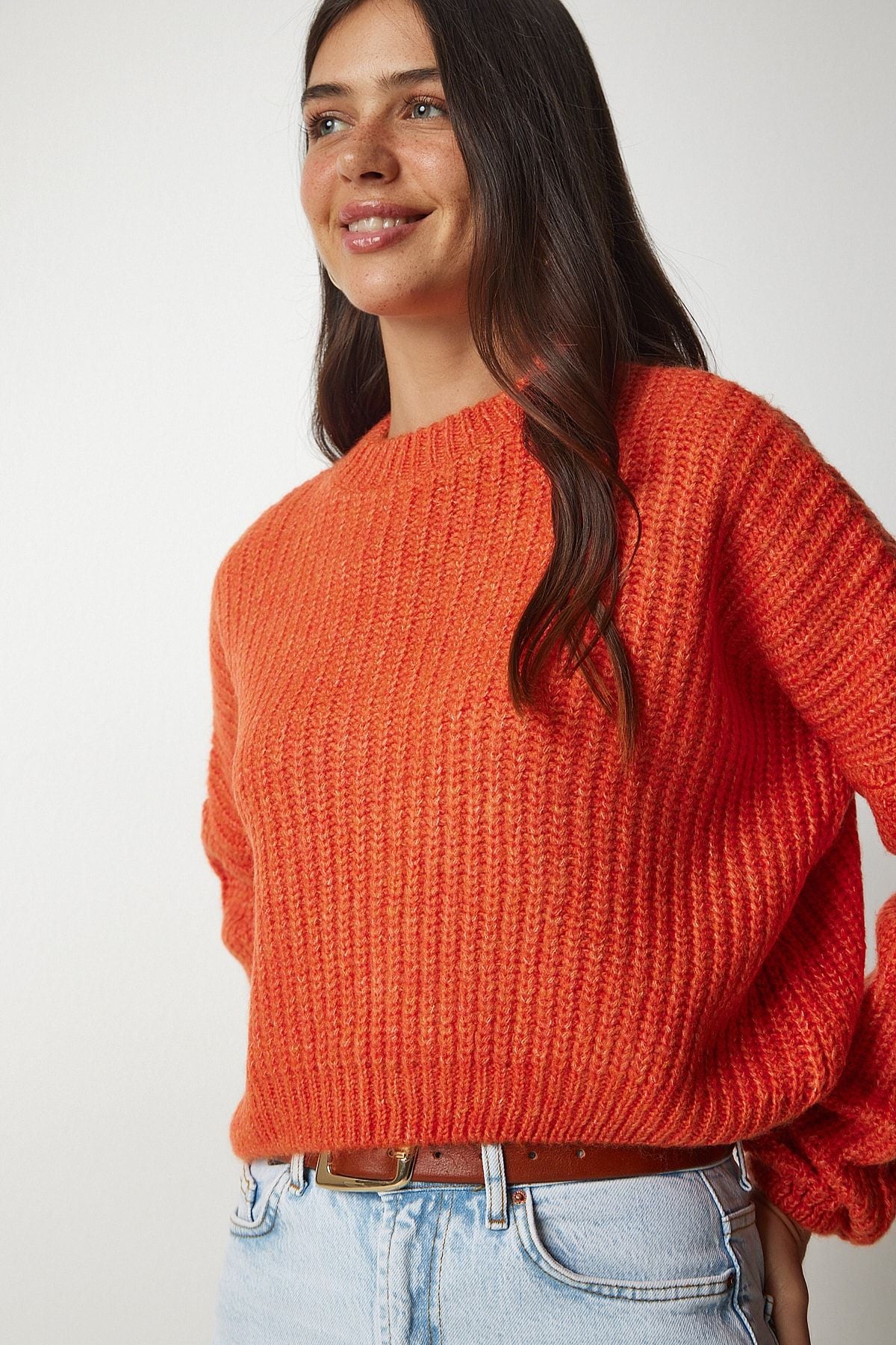 Women Oranj Balloon Sleeve Basic Knitwear Kazakh BV00098