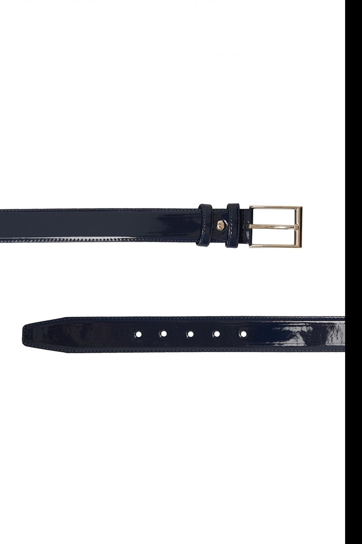 Men's navy blue classic pattern -free patent leather suit belt