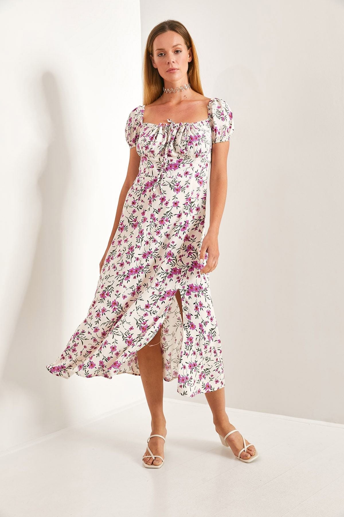 Woman Flower Patterned Dress