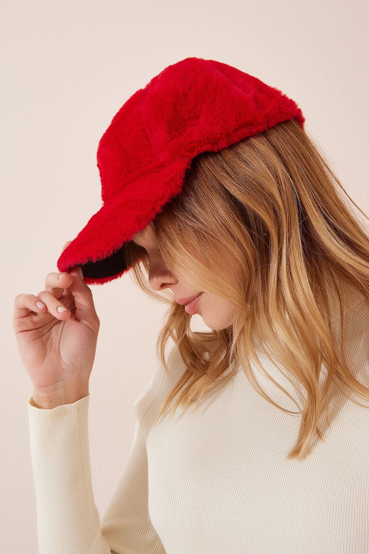 Woman Red Plush cap hat Hat PD00068